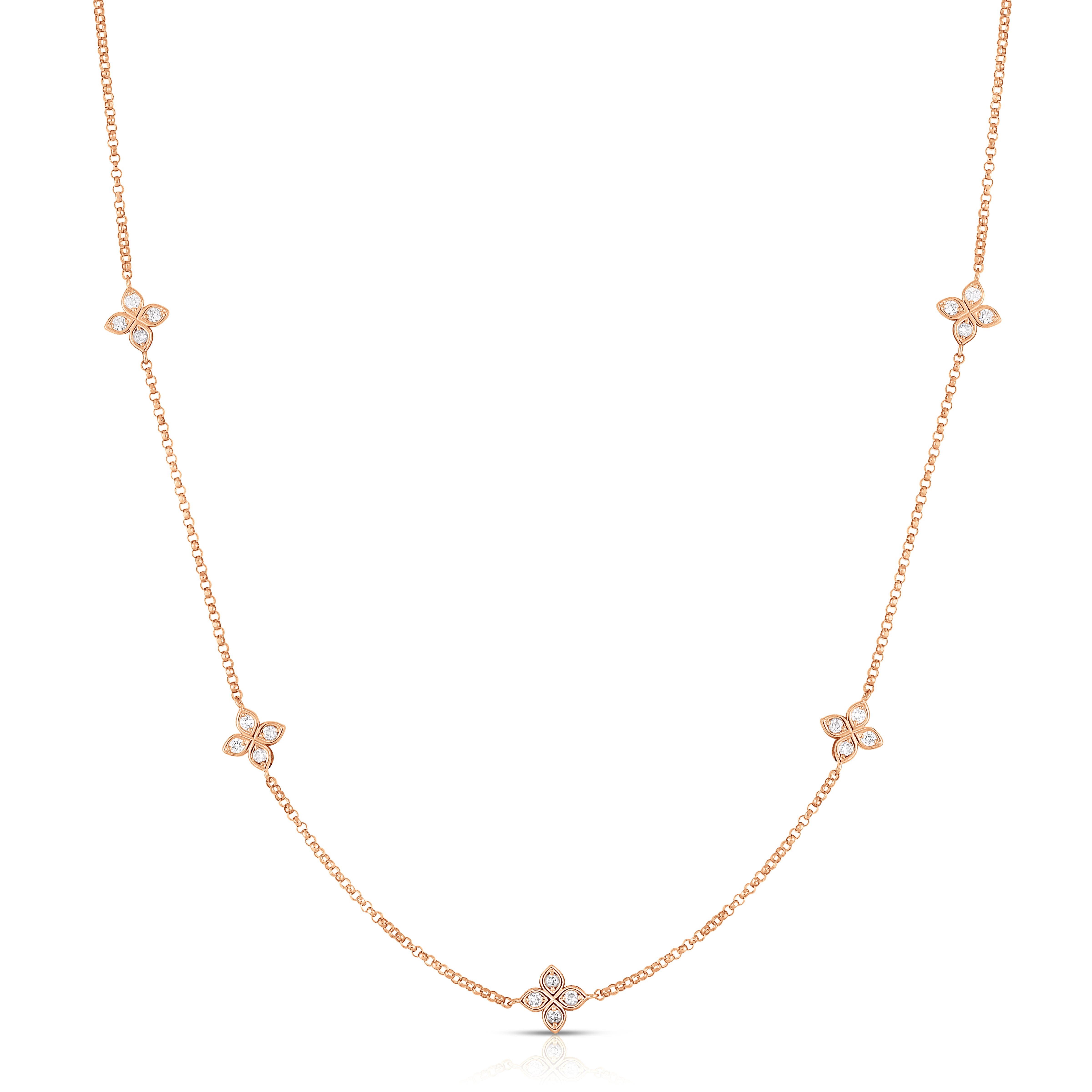 18K ROSE GOLD LOVE BY THE INCH FIVE STATION FLOWER NECKLACE