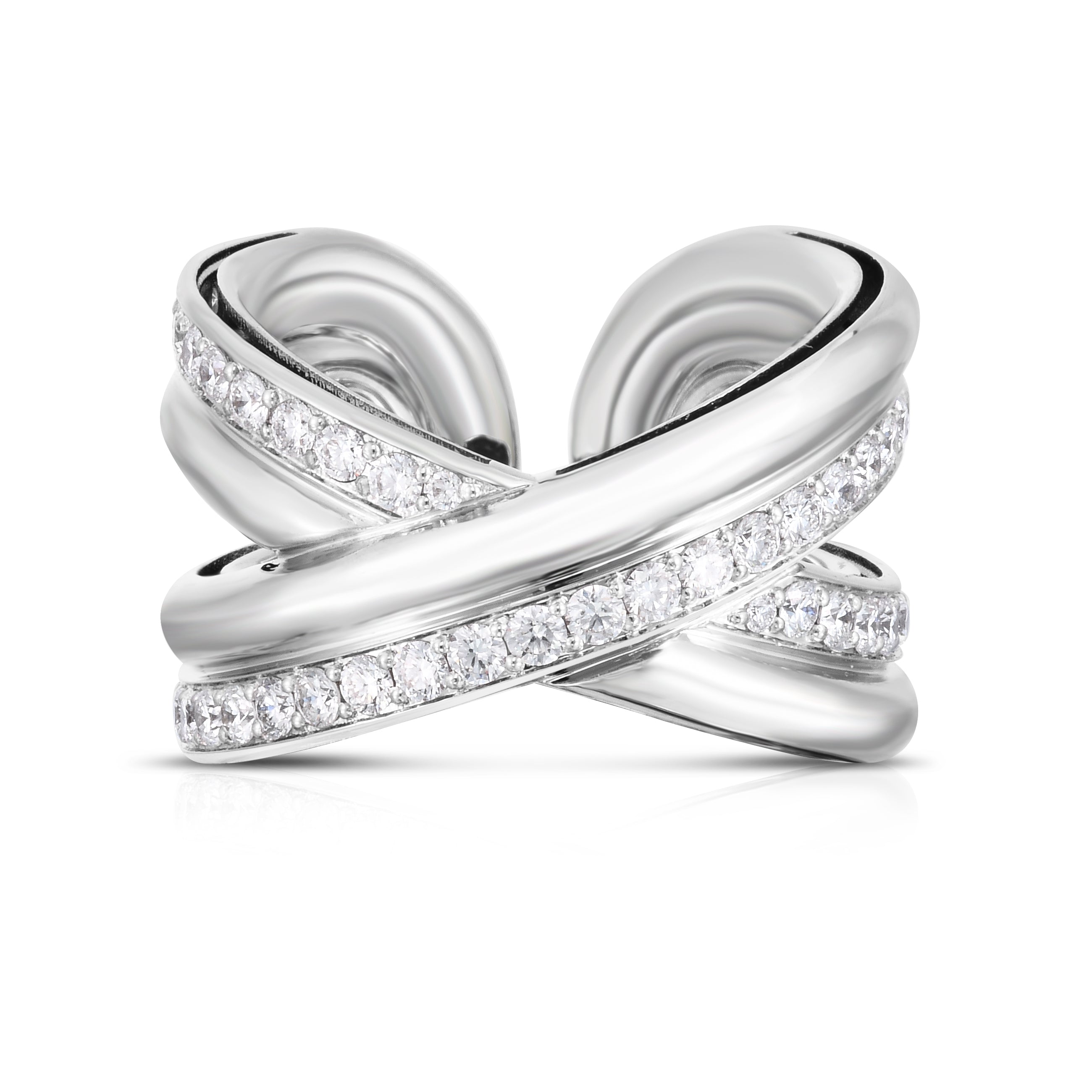 18K WHITE GOLD CIALOMA DIAMOND CROSSOVER RING