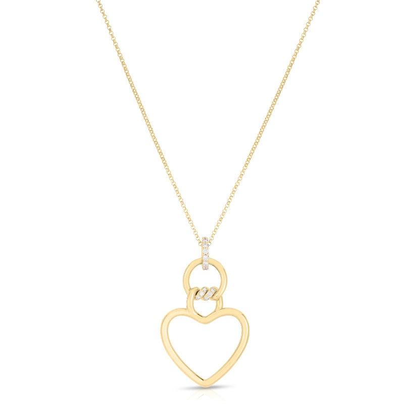 18K YELLOW GOLD CIALOMA LARGE DIAMOND HEART NECKLACE