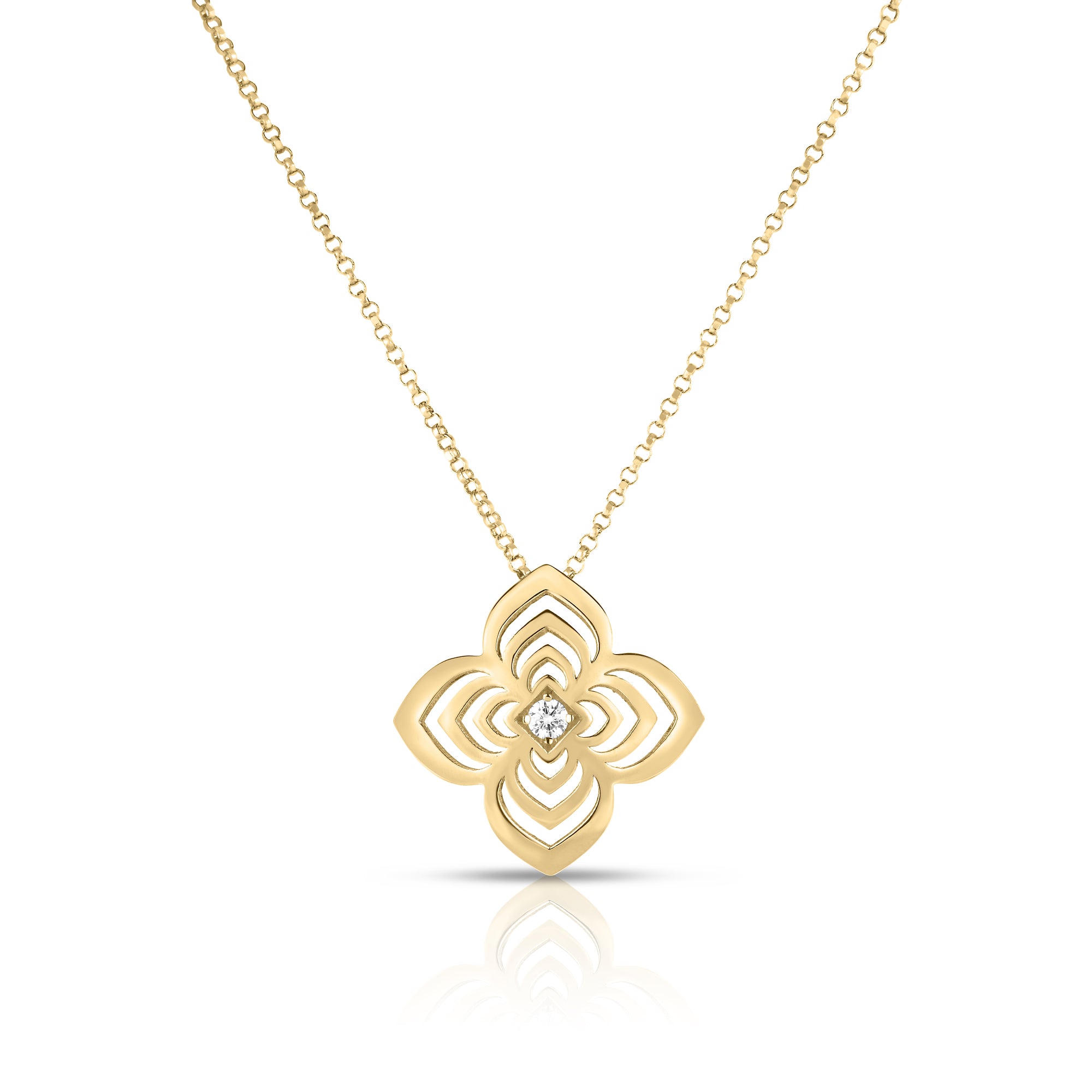 18K YELLOW GOLD PALAZZO DUCALE CARNIVAL LARGE DIAMOND FLOWER NECKLACE