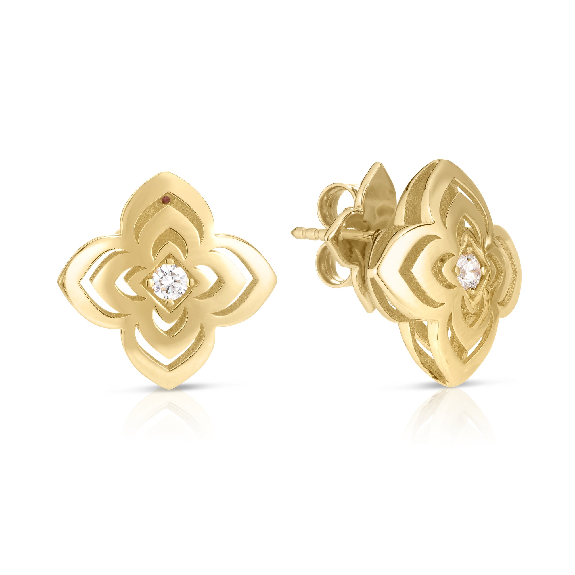 18K YELLOW GOLD PALAZZO DUCALE CARNIVAL MEDIUM DIAMOND FLOWER STUD EARRINGS