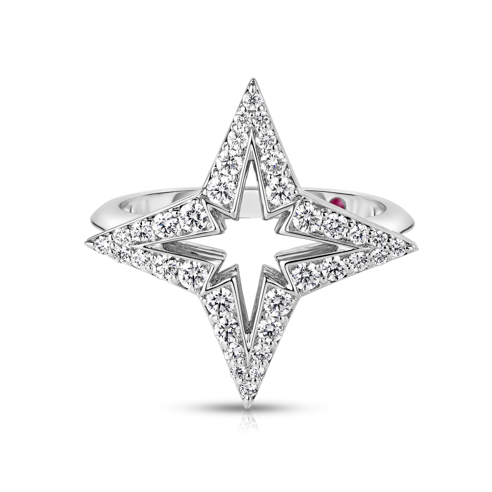 18K WHITE GOLD STARDUST SMALL PAVE DIAMOND STAR RING