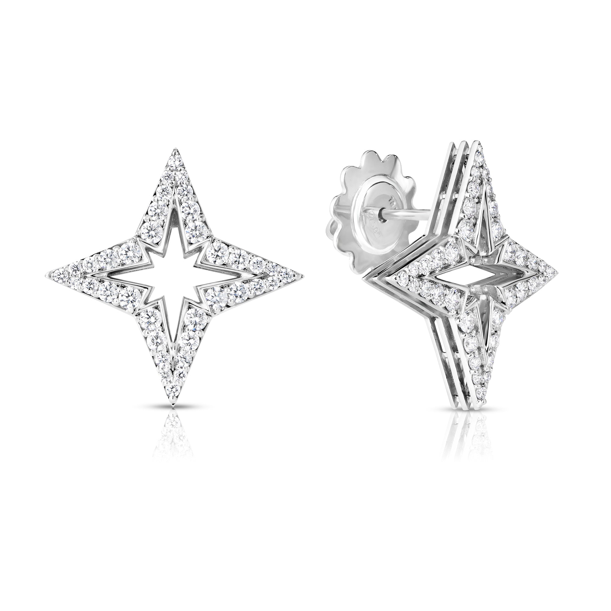 18K WHITE GOLD STARDUST SMALL PAVE DIAMOND STAR EARRINGS