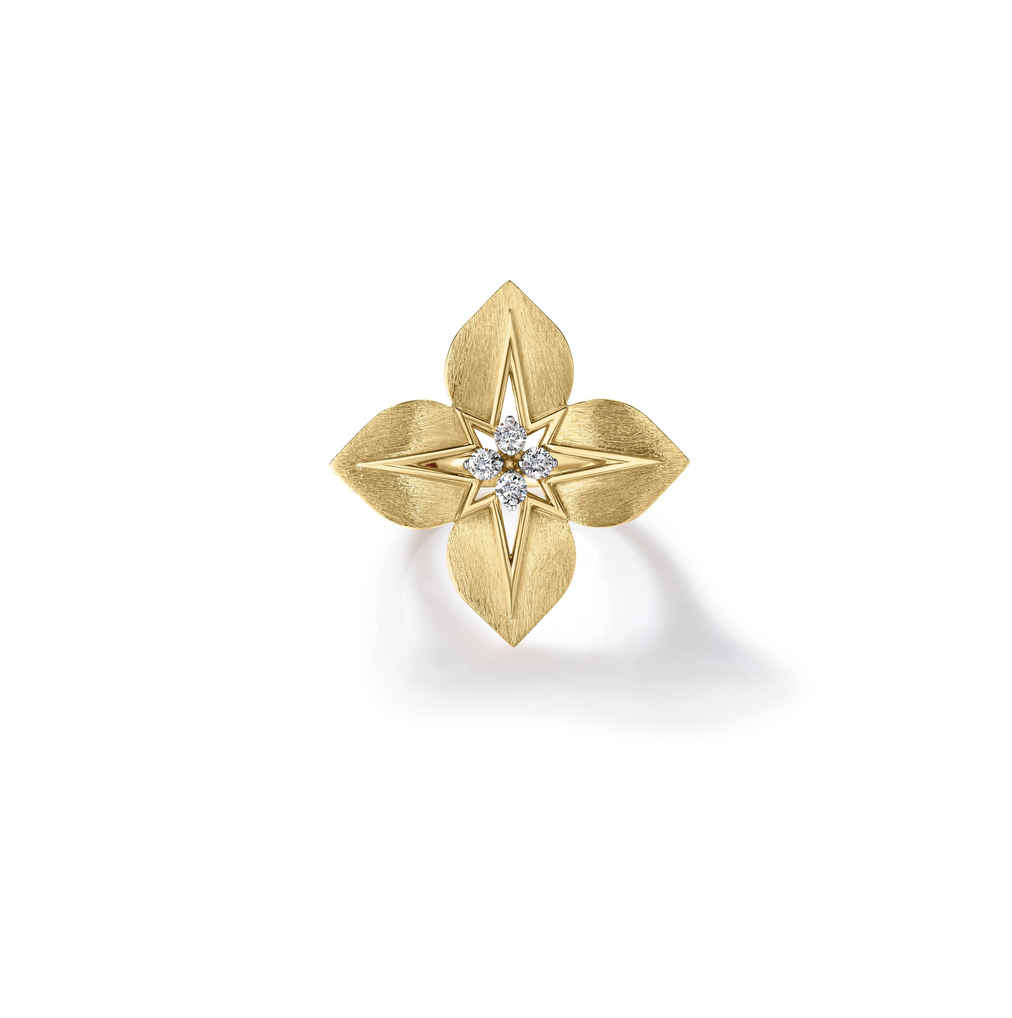 18K YELLOW/WHITE GOLD PRINCESS STAR LARGE DIAMOND STAR RING