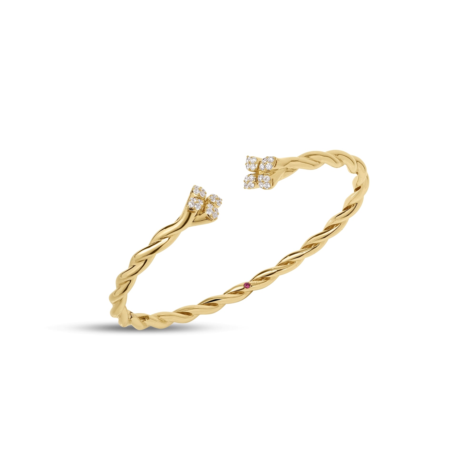 18K YELLOW GOLD LOVE IN VERONA TWIST DIAMOND BANGLE