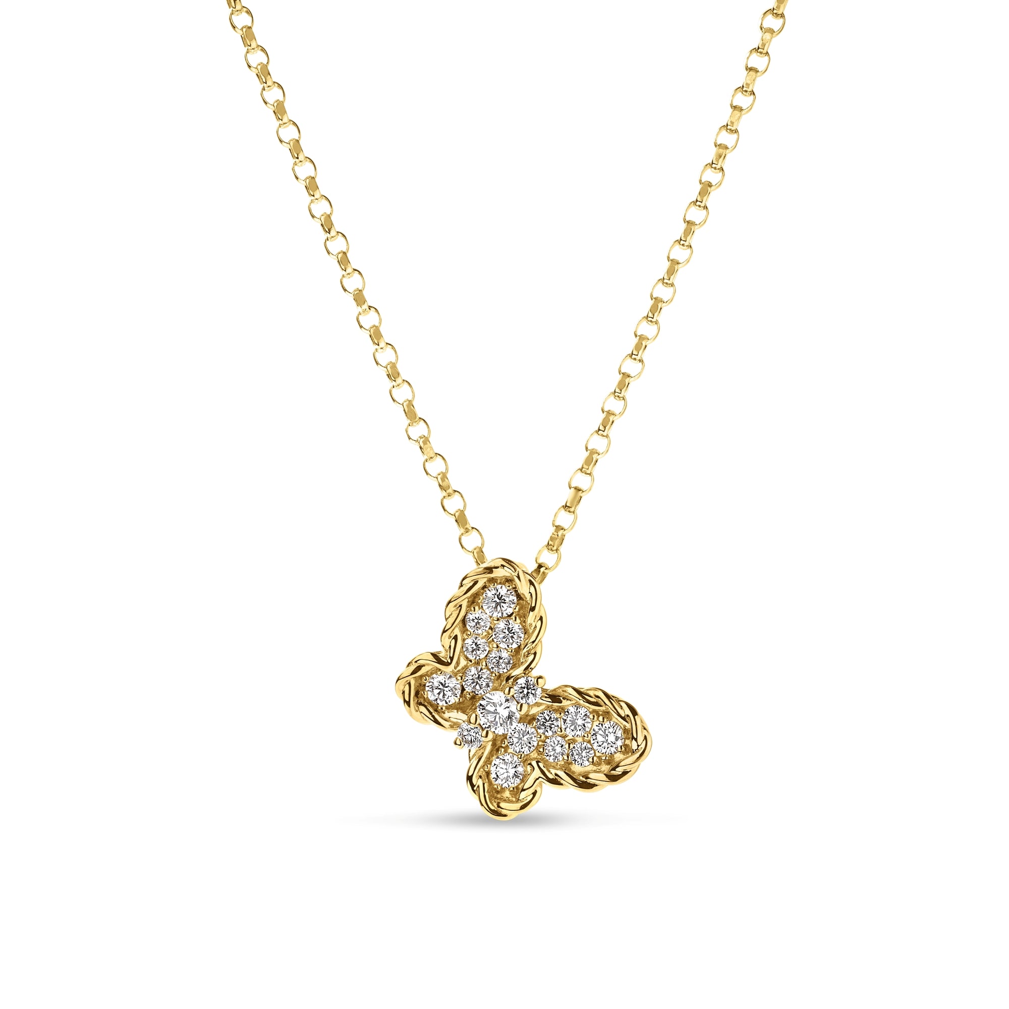 18K YELLOW GOLD JASMINE PAVE DIAMOND BUTTERFLY NECKLACE