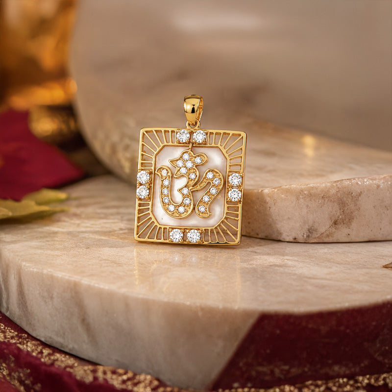 Om Pendant 22K Gold with CZ
