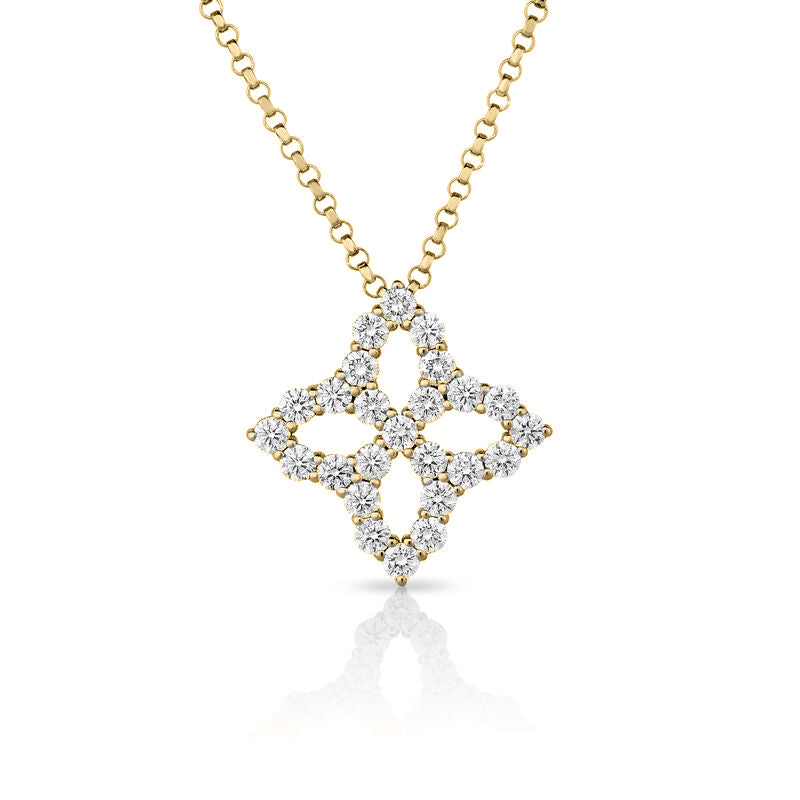 18K YELLOW GOLD DIAMOND PRINCESS MEDIUM OUTLINE NECKLACE
