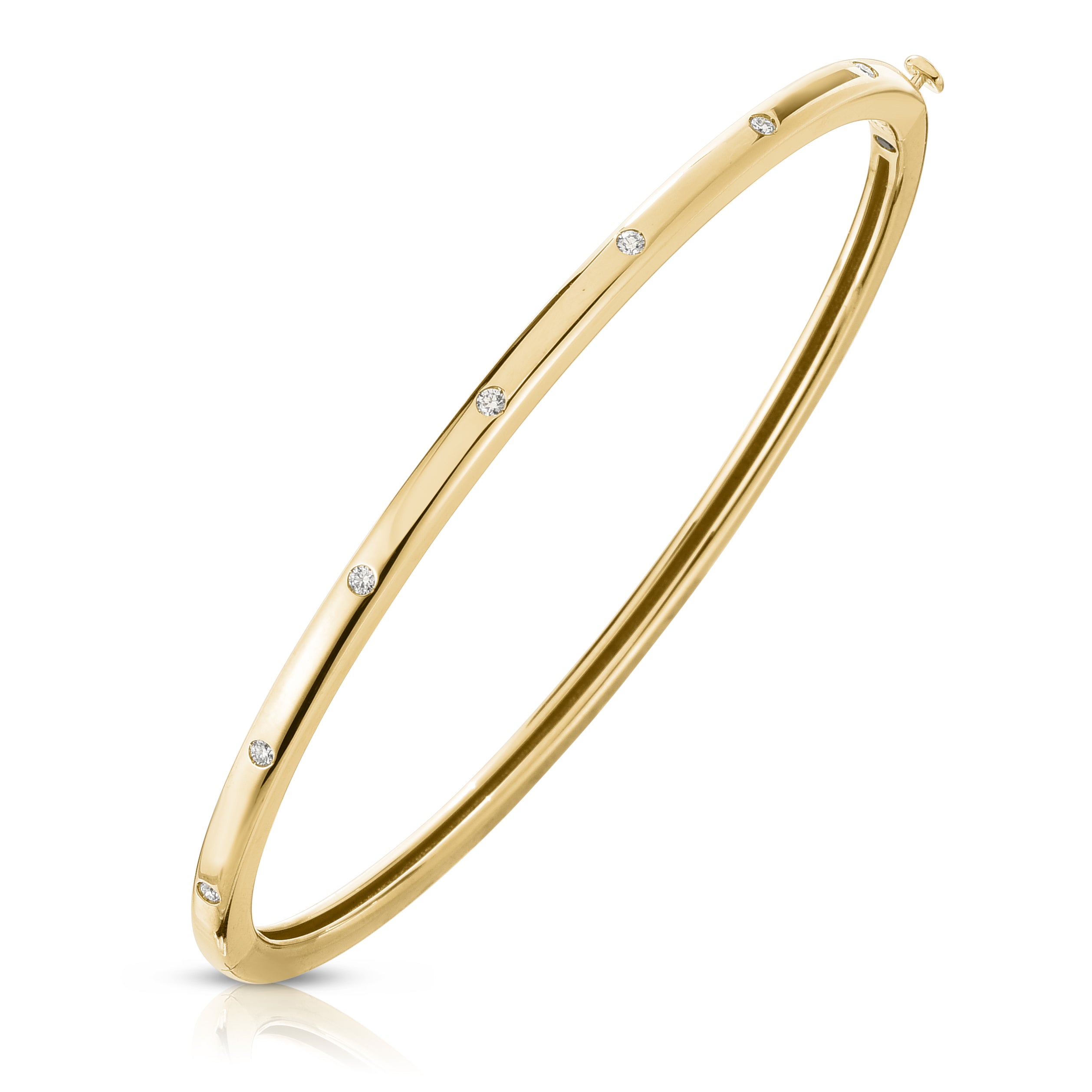 18K YELLOW DESIGNER GOLD CLASSICA DIAMOND BANGLE