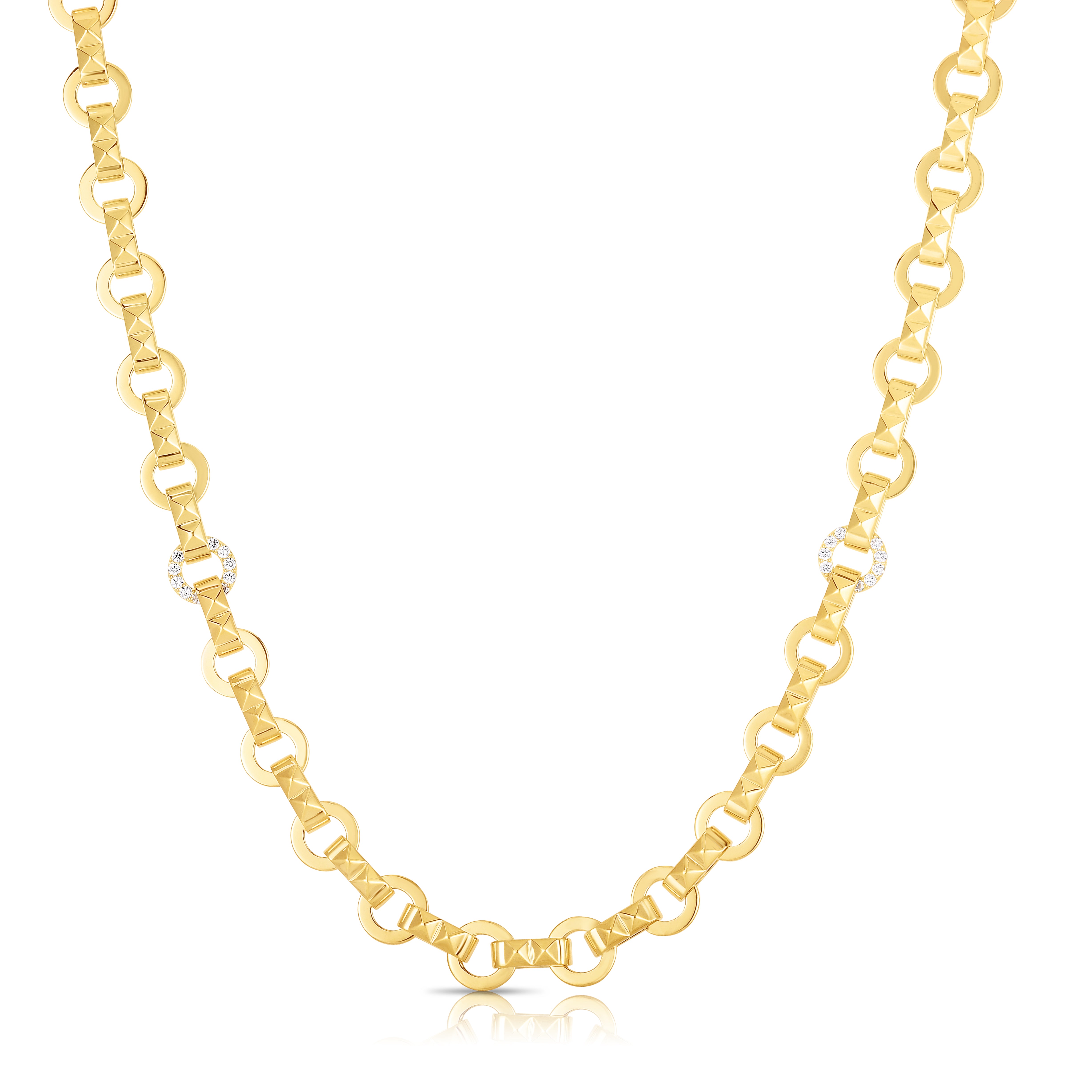 18K YELLOW GOLD OBELISCO DIAMOND ACCENT NECKLACE