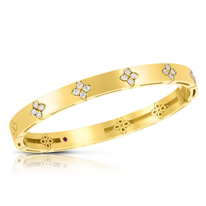 18K YELLOW GOLD LOVE IN VERONA WIDE DIAMOND BANGLE