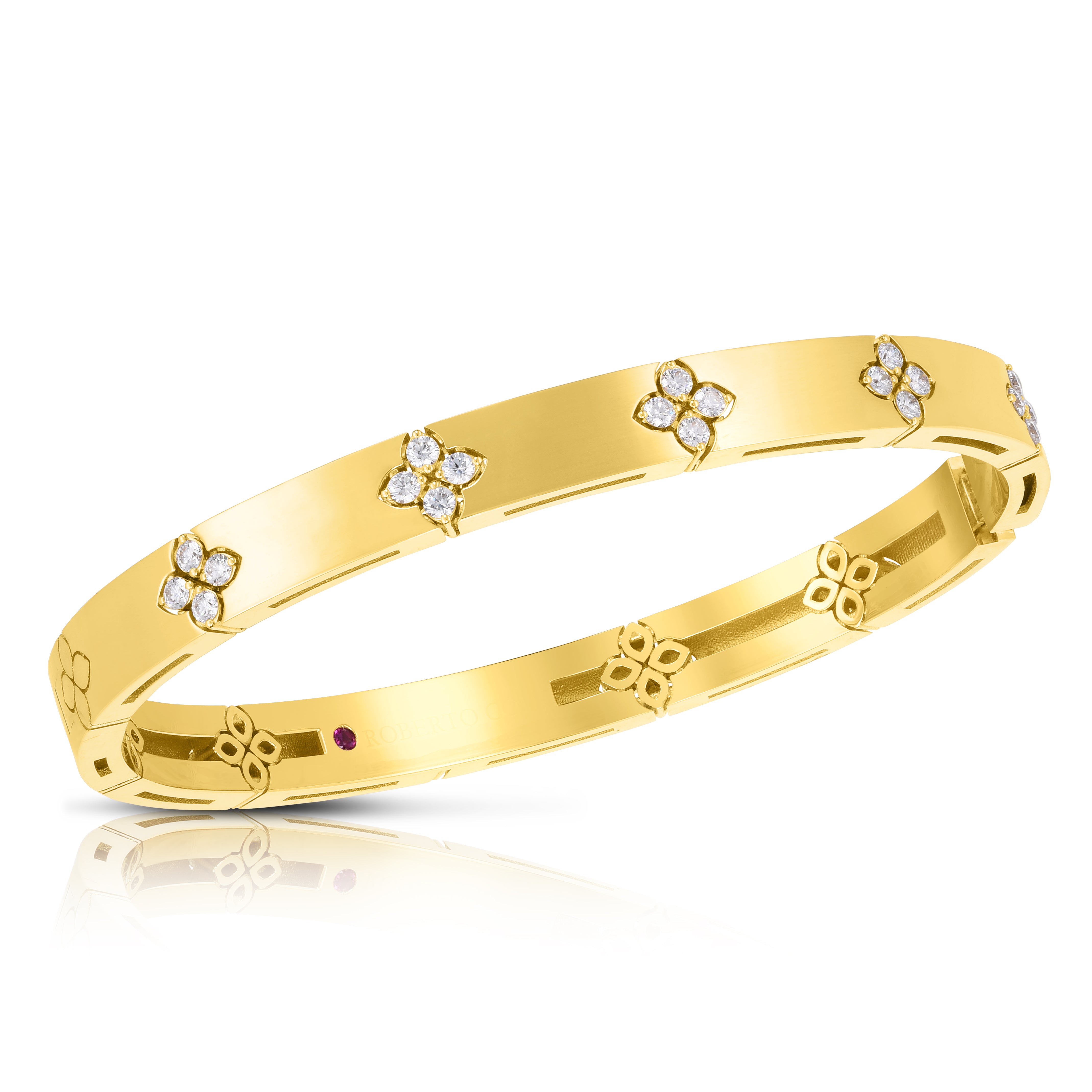 18K YELLOW GOLD LOVE IN VERONA WIDE DIAMOND BANGLE