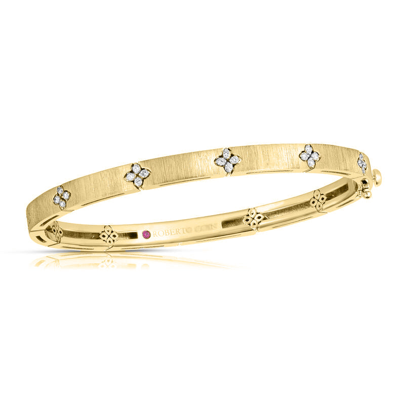 18K YELLOW GOLD LOVE IN VERONA DIAMOND & SATIN FINISH BANGLE