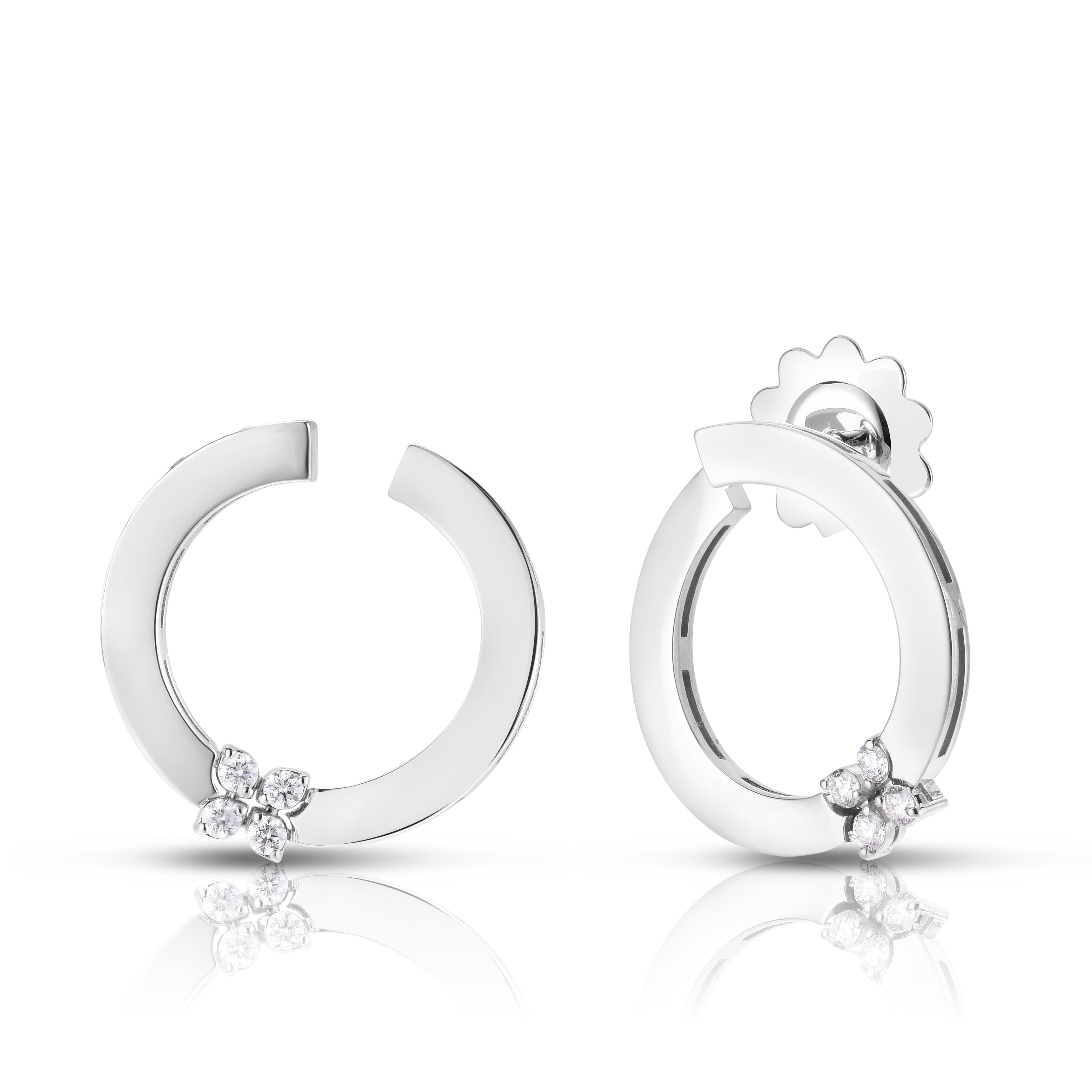 18K WHITE GOLD LOVE IN VERONA CIRCLE OF LIFE DIAMOND FLOWER EARRINGS