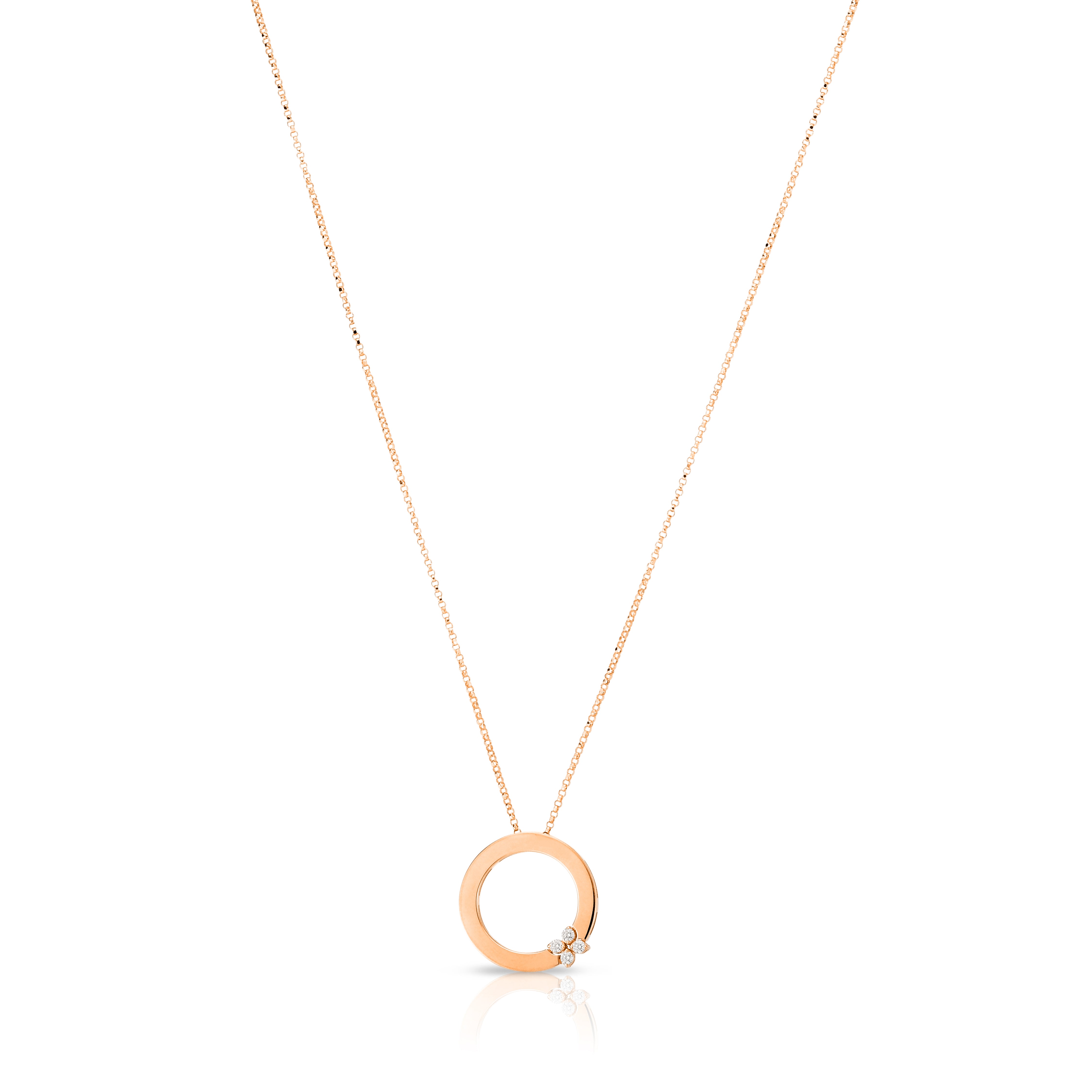 18K ROSE GOLD LOVE IN VERONA CIRCLE OF LIFE DIAMOND FLOWER NECKLACE