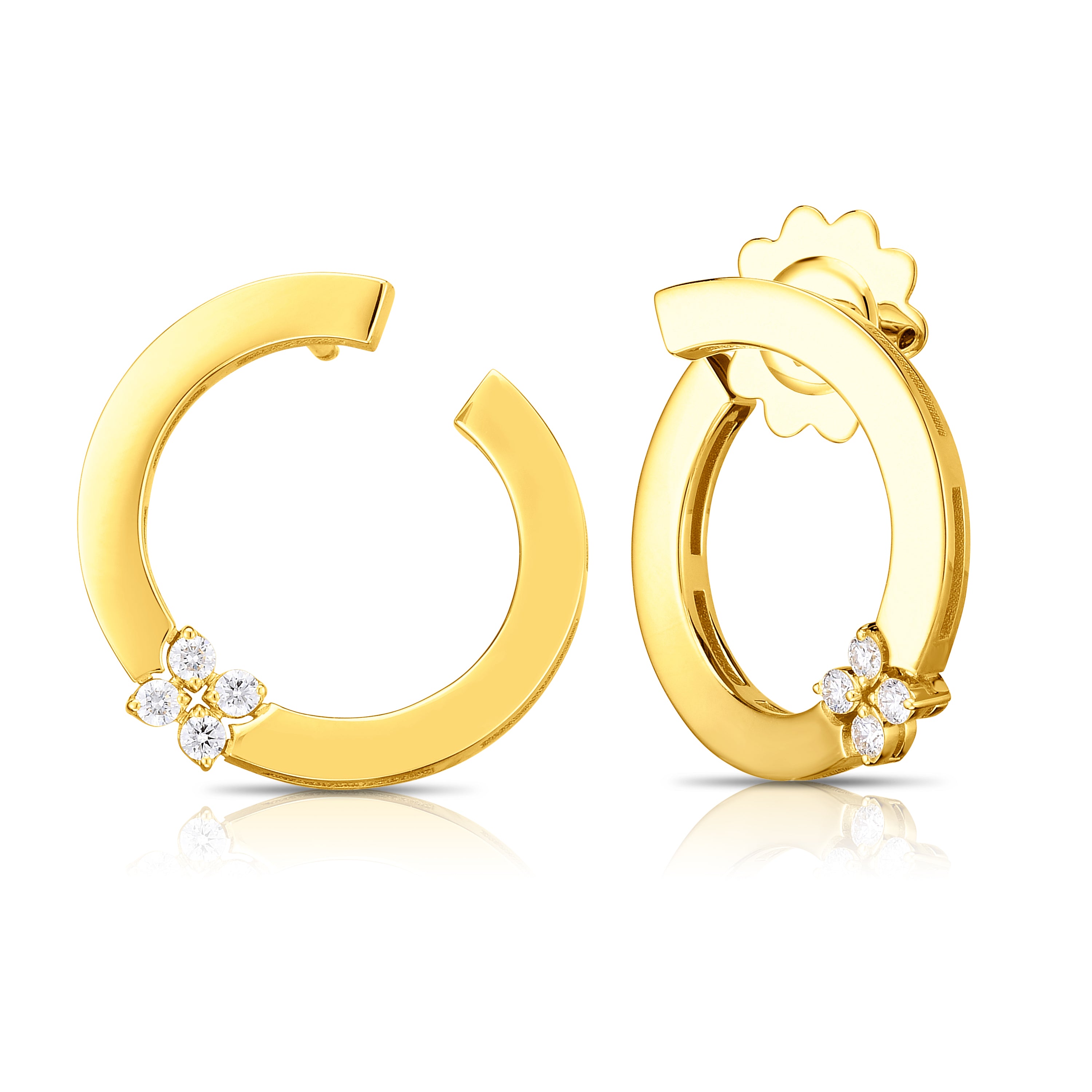 18K YELLOW GOLD LOVE IN VERONA CIRCLE OF LIFE DIAMOND FLOWER EARRINGS
