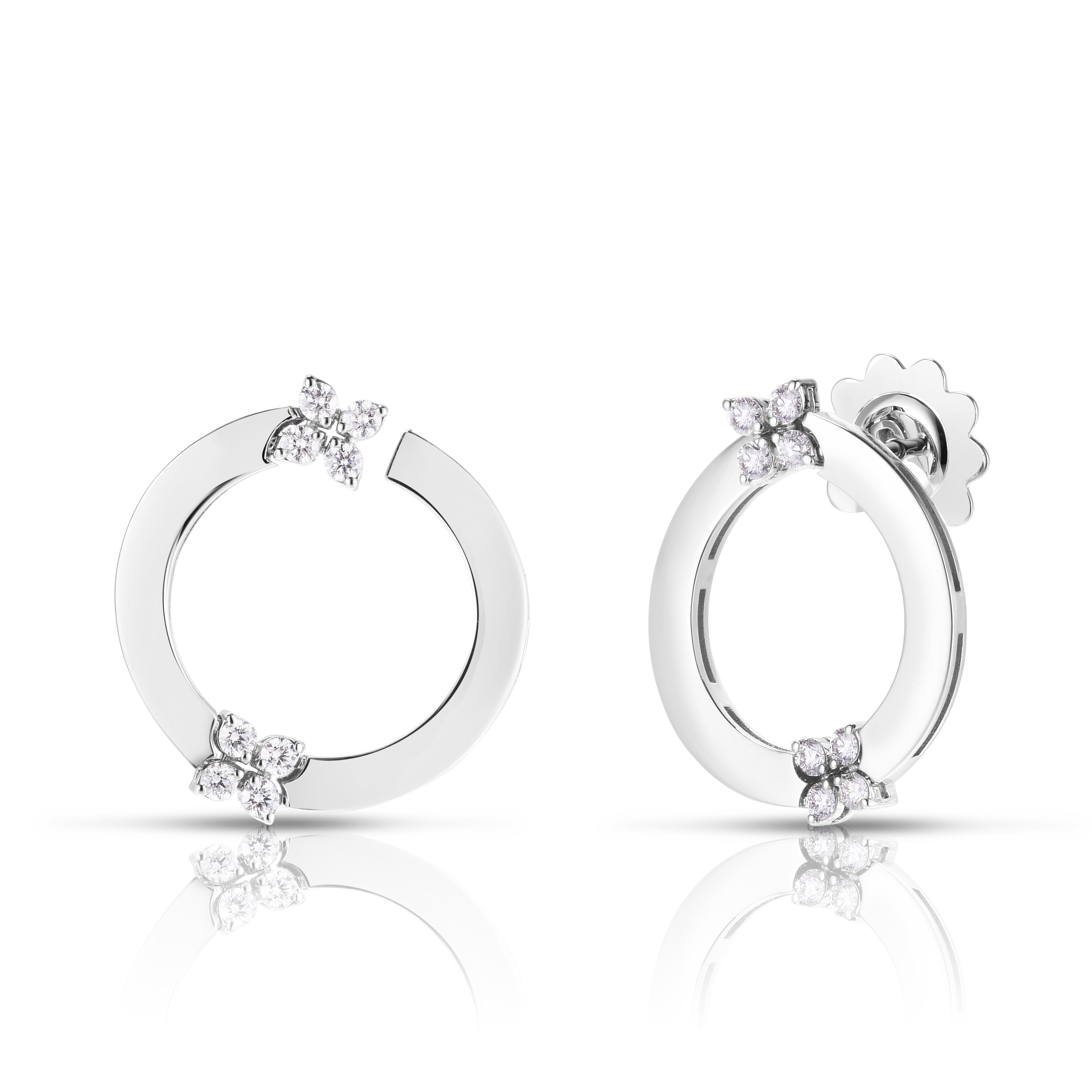 18K WHITE GOLD LOVE IN VERONA CIRCLE OF LIFE DIAMOND FLOWERS EARRINGS