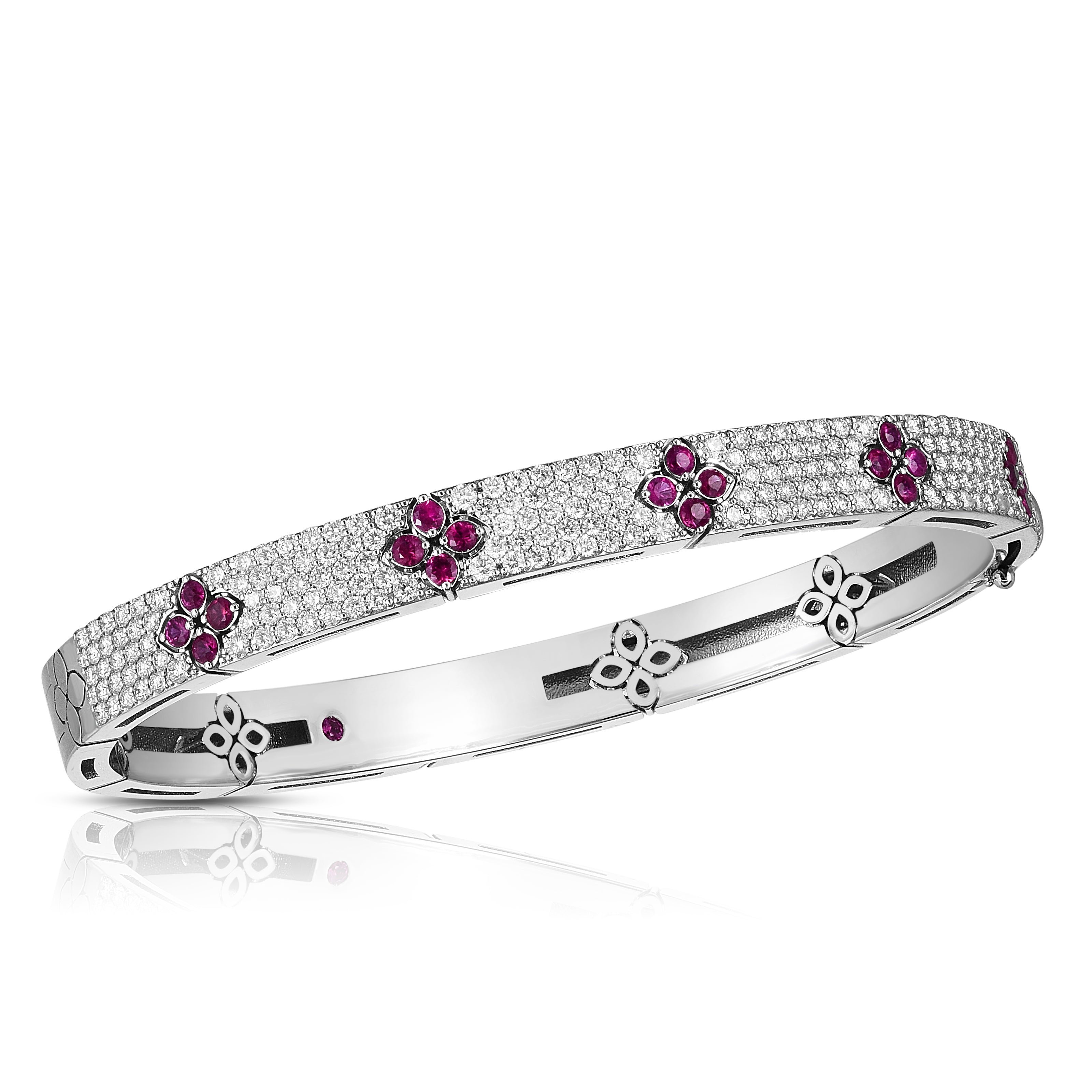 18K WHITE GOLD LOVE IN VERONA PAVE DIAMOND & RUBY BANGLE