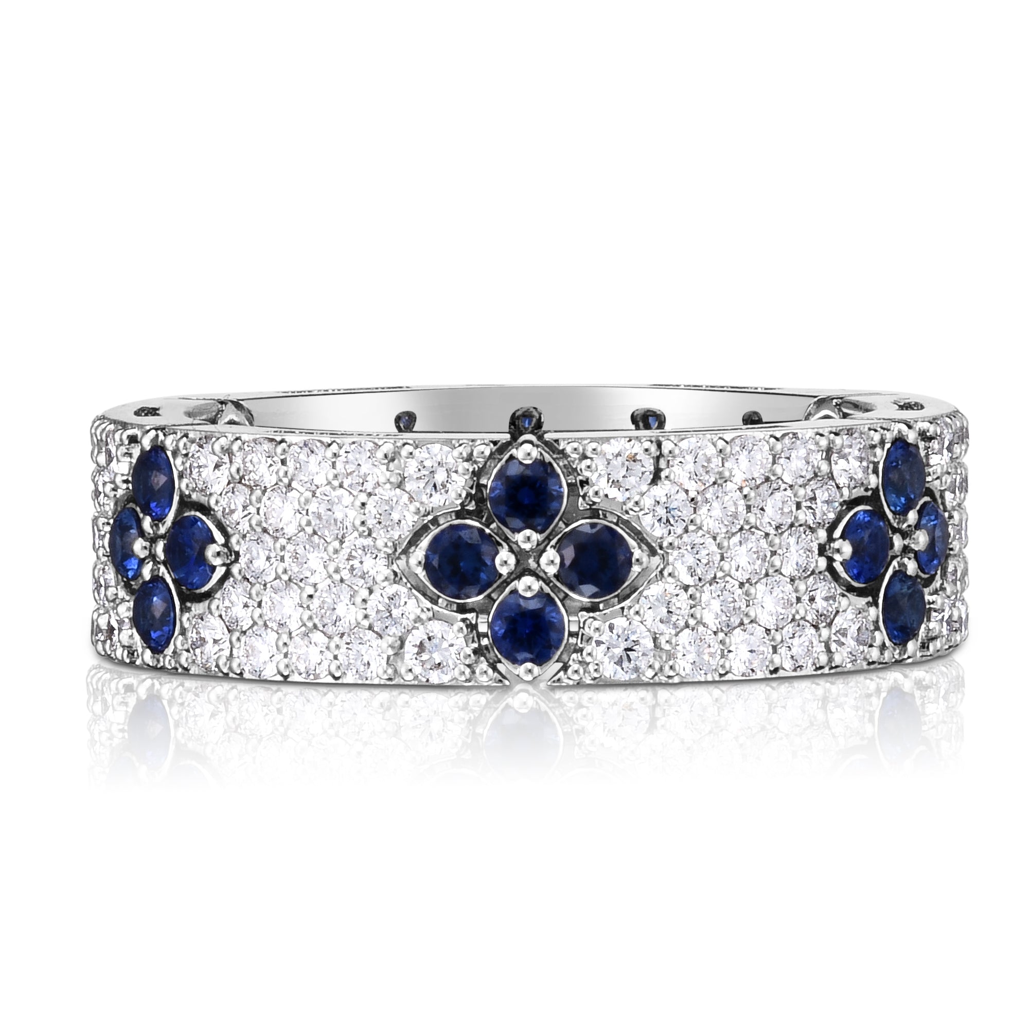 18K WHITE GOLD LOVE IN VERONA PAVE DIAMOND & BLUE SAPPHIRE RING