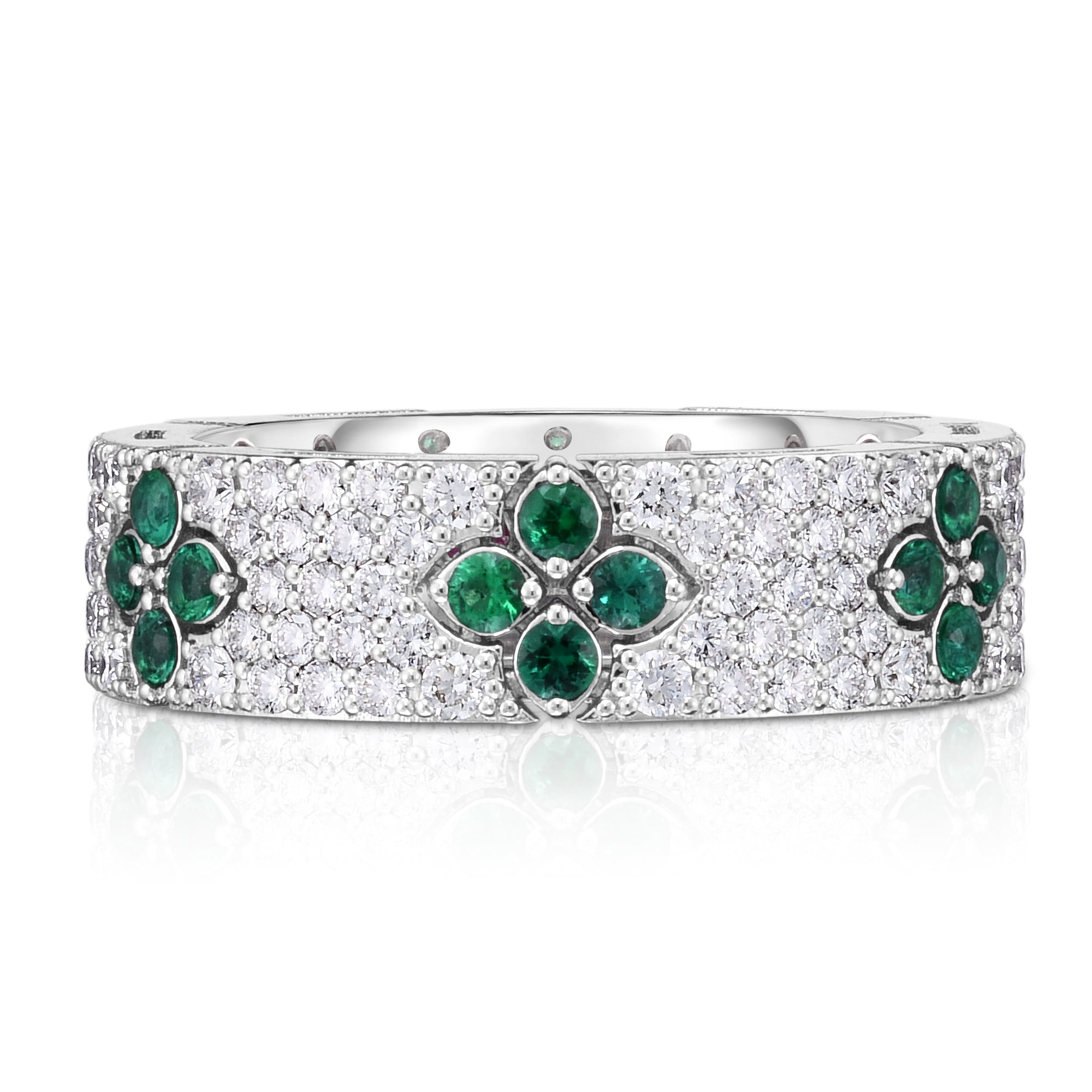 18K WHITE GOLD LOVE IN VERONA PAVE DIAMOND & EMERALD RING