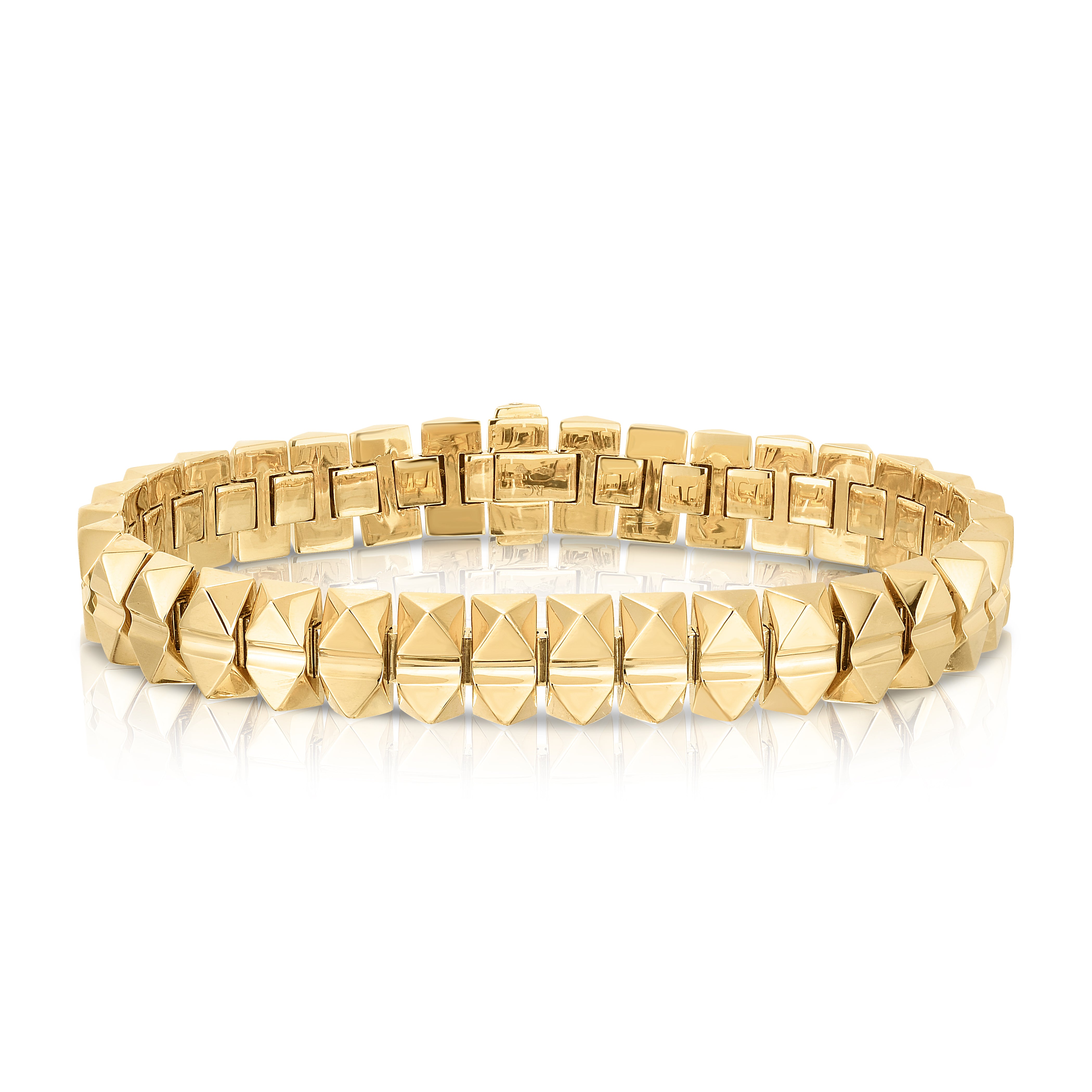18K YELLOW GOLD OBELISCO NARROW BRACELET WITH DIAMOND ACCENT