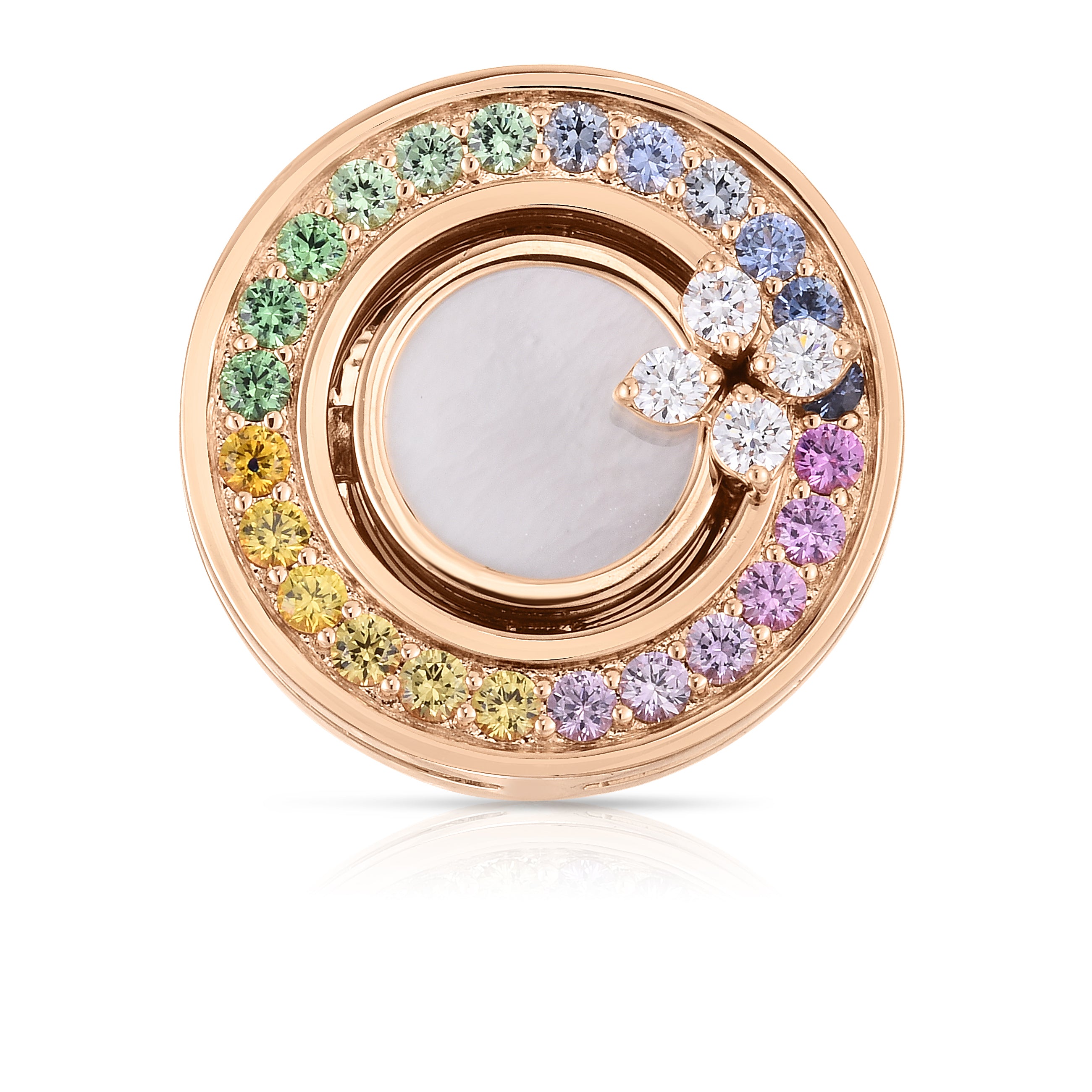 18K ROSE GOLD LOVE IN VERONA RAINBOW DISC RING