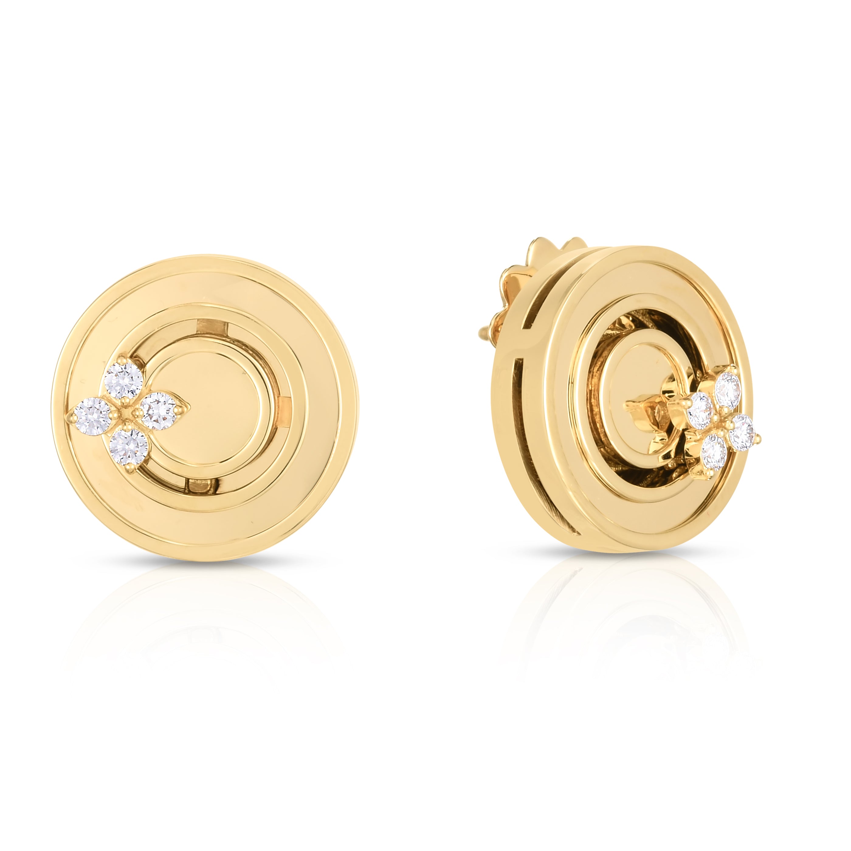 18K YELLOW GOLD LOVE IN VERONA DIAMOND DISC EARRINGS