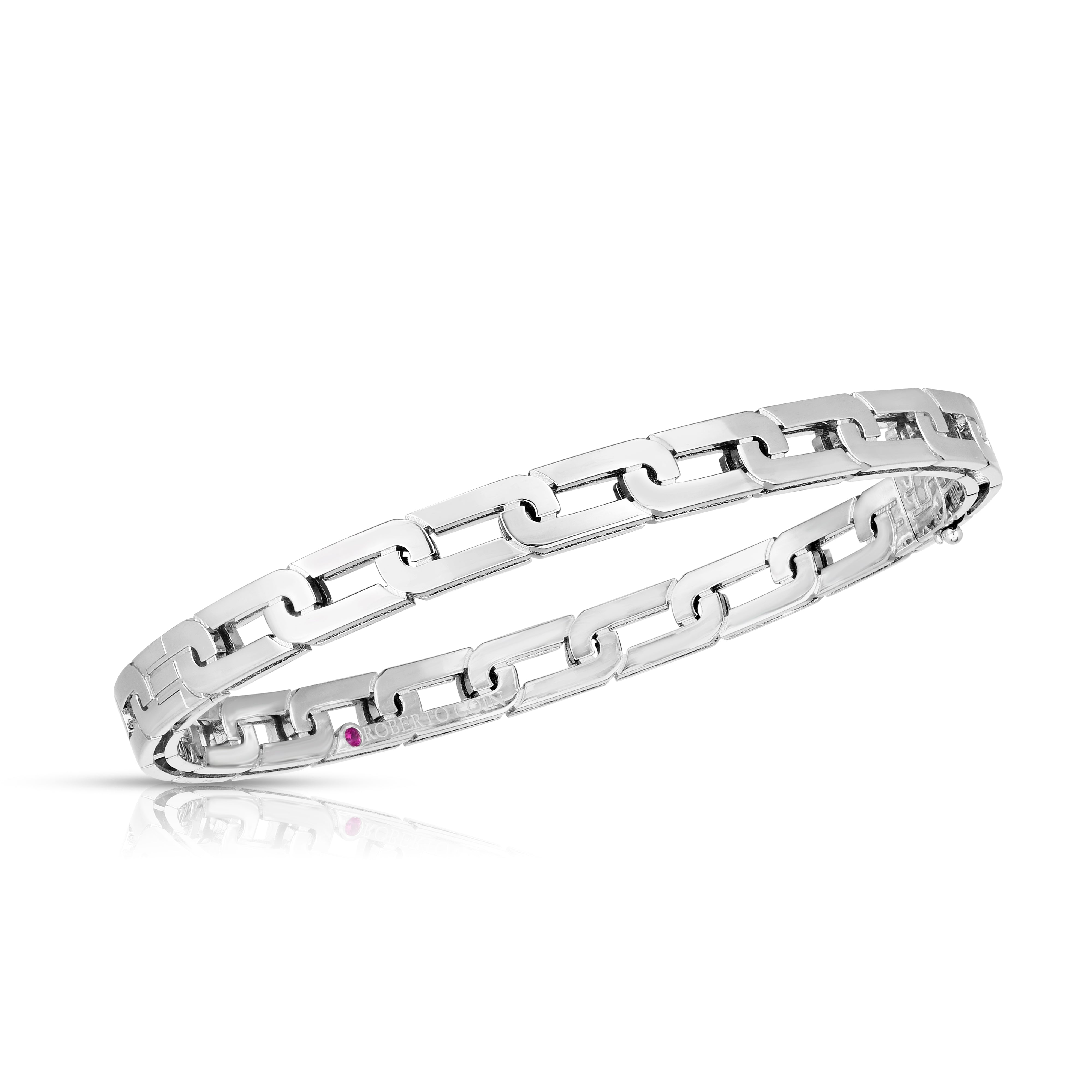 18K WHITE GOLD NAVARRA SLIM BANGLE BRACELET