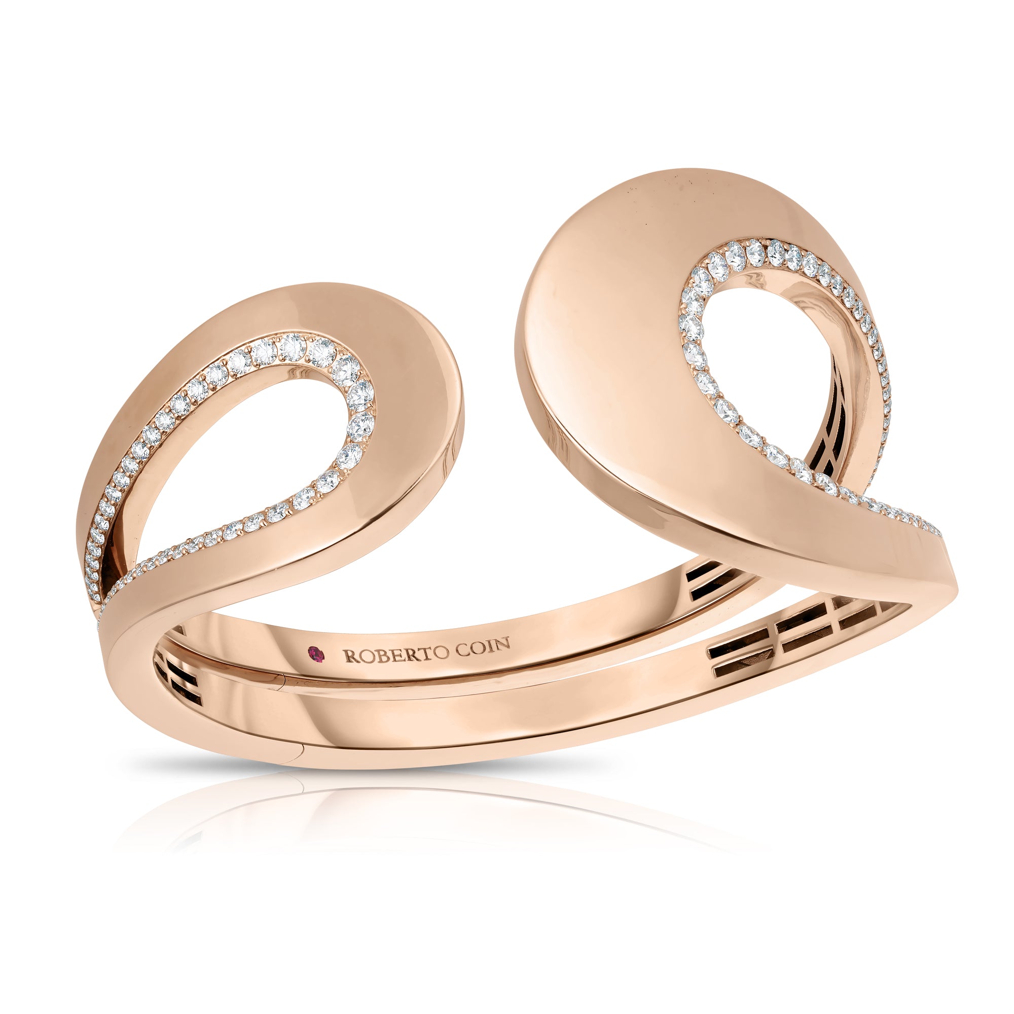 18K ROSE GOLD CHEVAL DIAMOND WIDE CUFF BANGLE