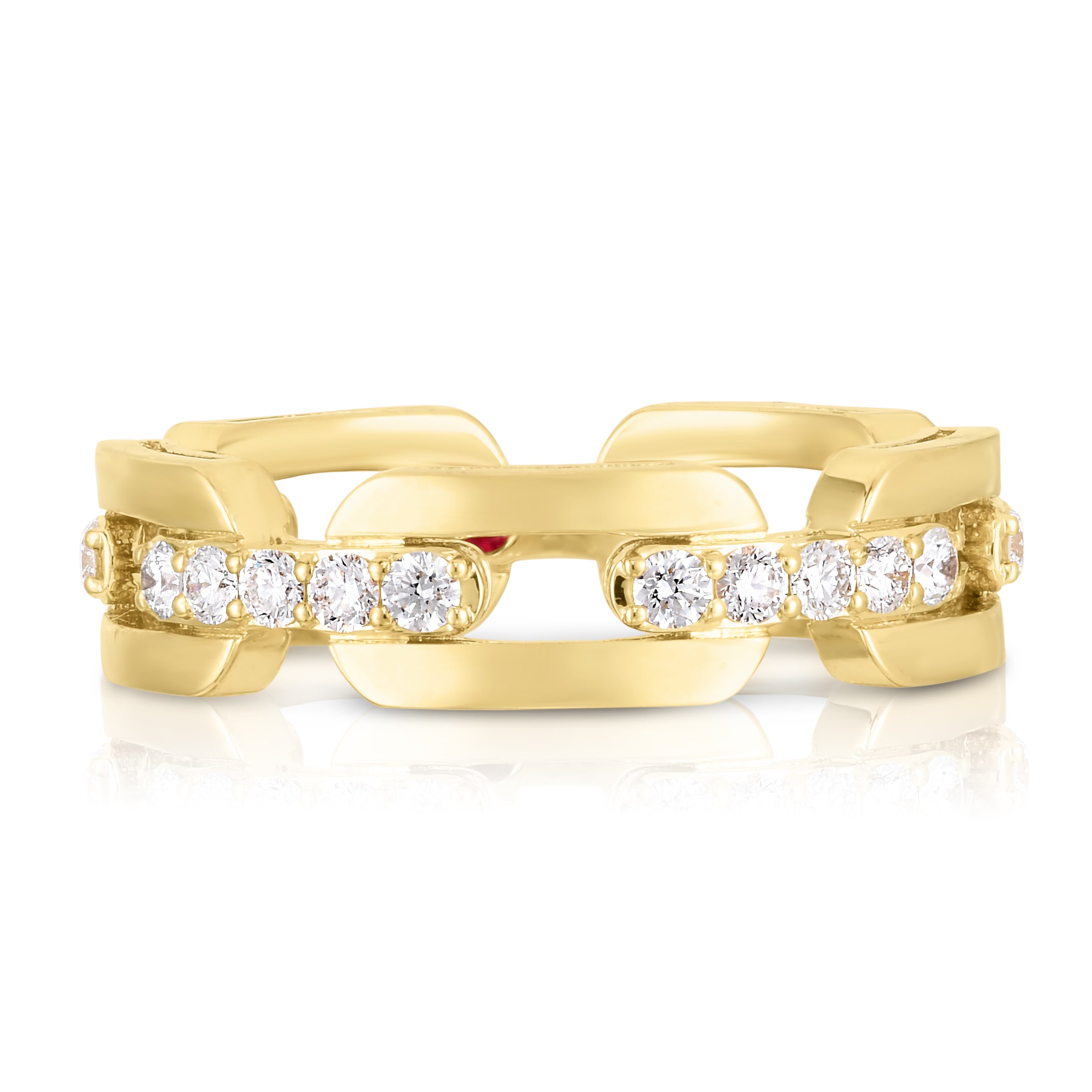 18K YELLOW GOLD NAVARRA HARD CHAIN LINK DIAMOND RING