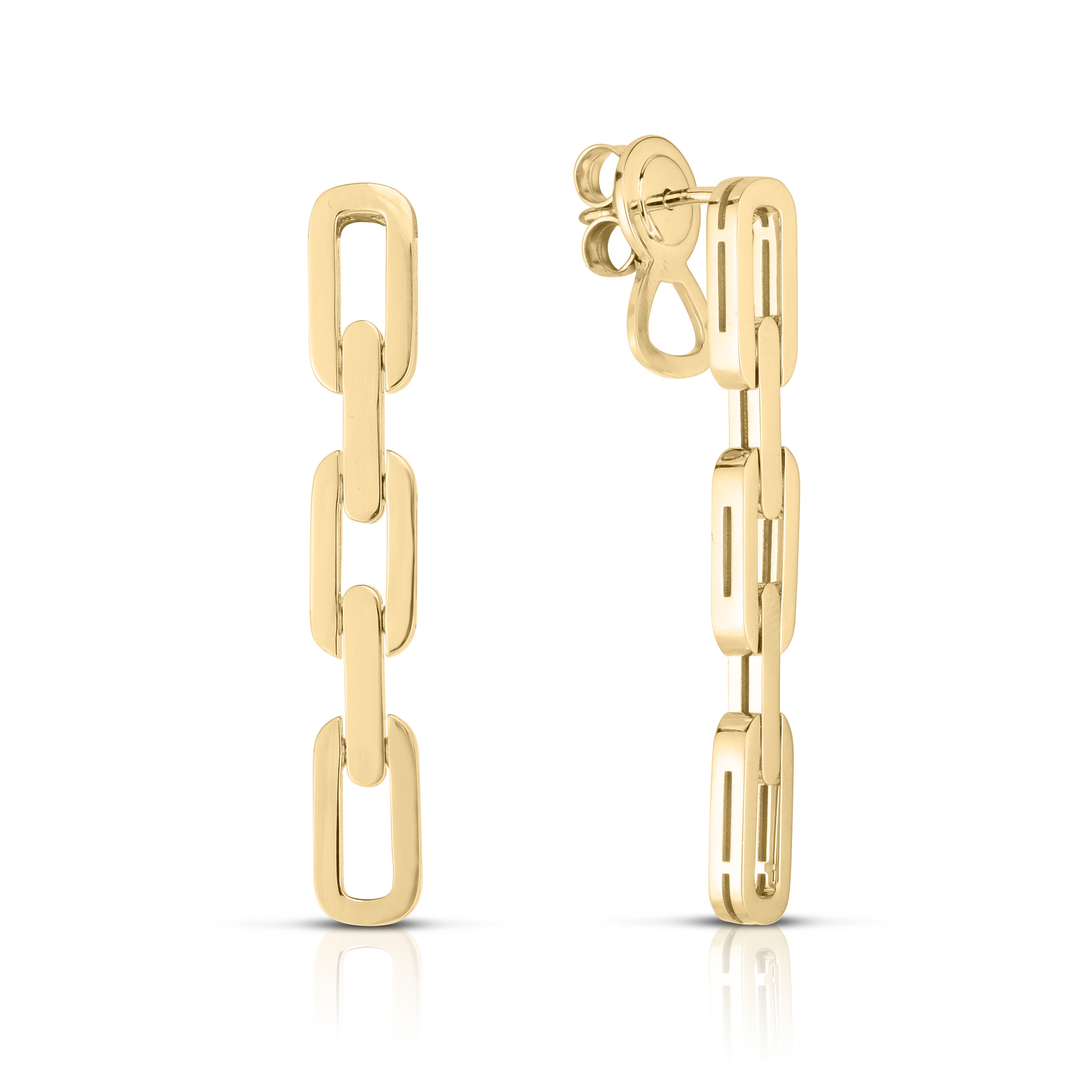 18K YELLOW GOLD NAVARRA 3 LINK DANGLE EARRINGS