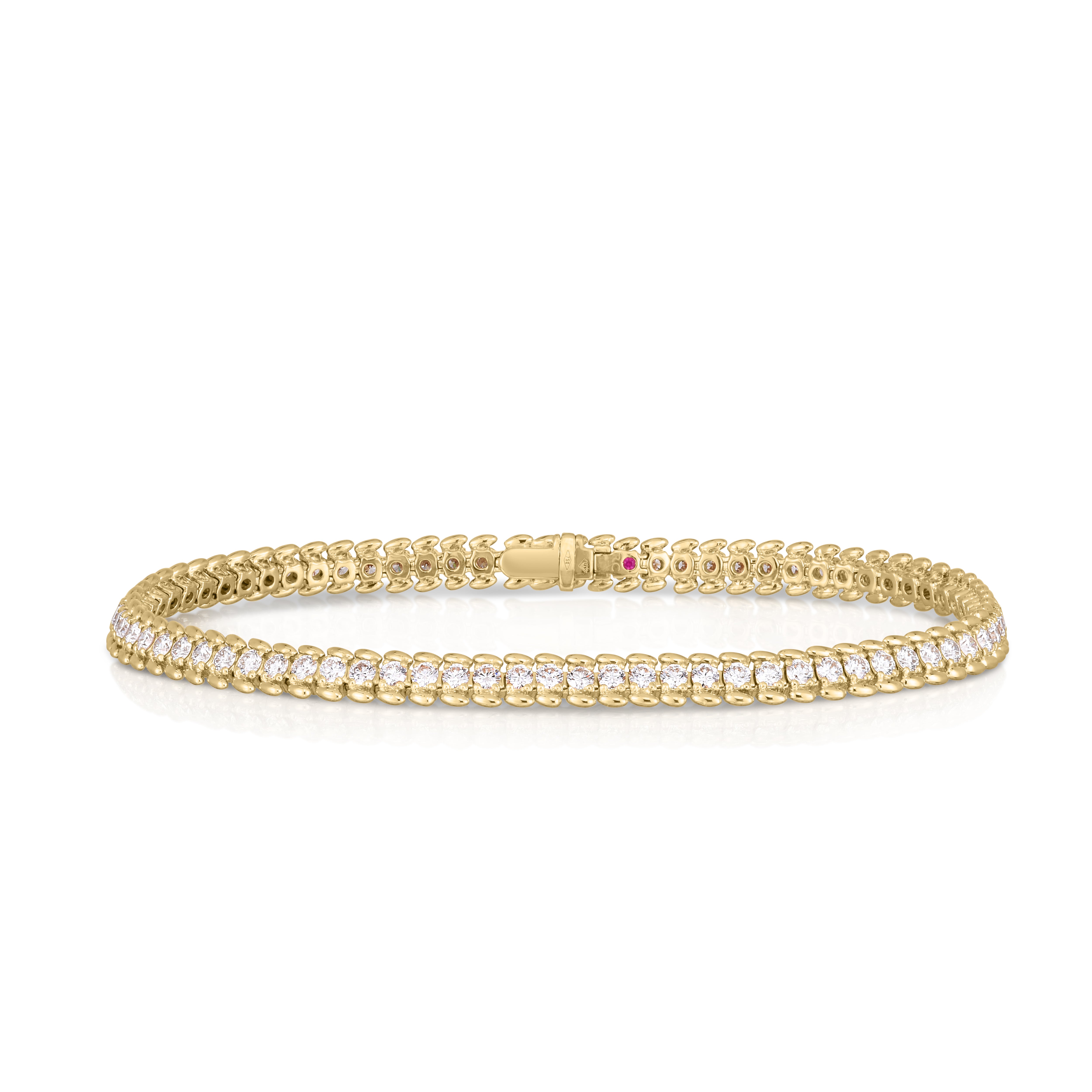 18K YELLOW GOLD DIAMOND CLASSIC RIBBED TENNIS BRACELET