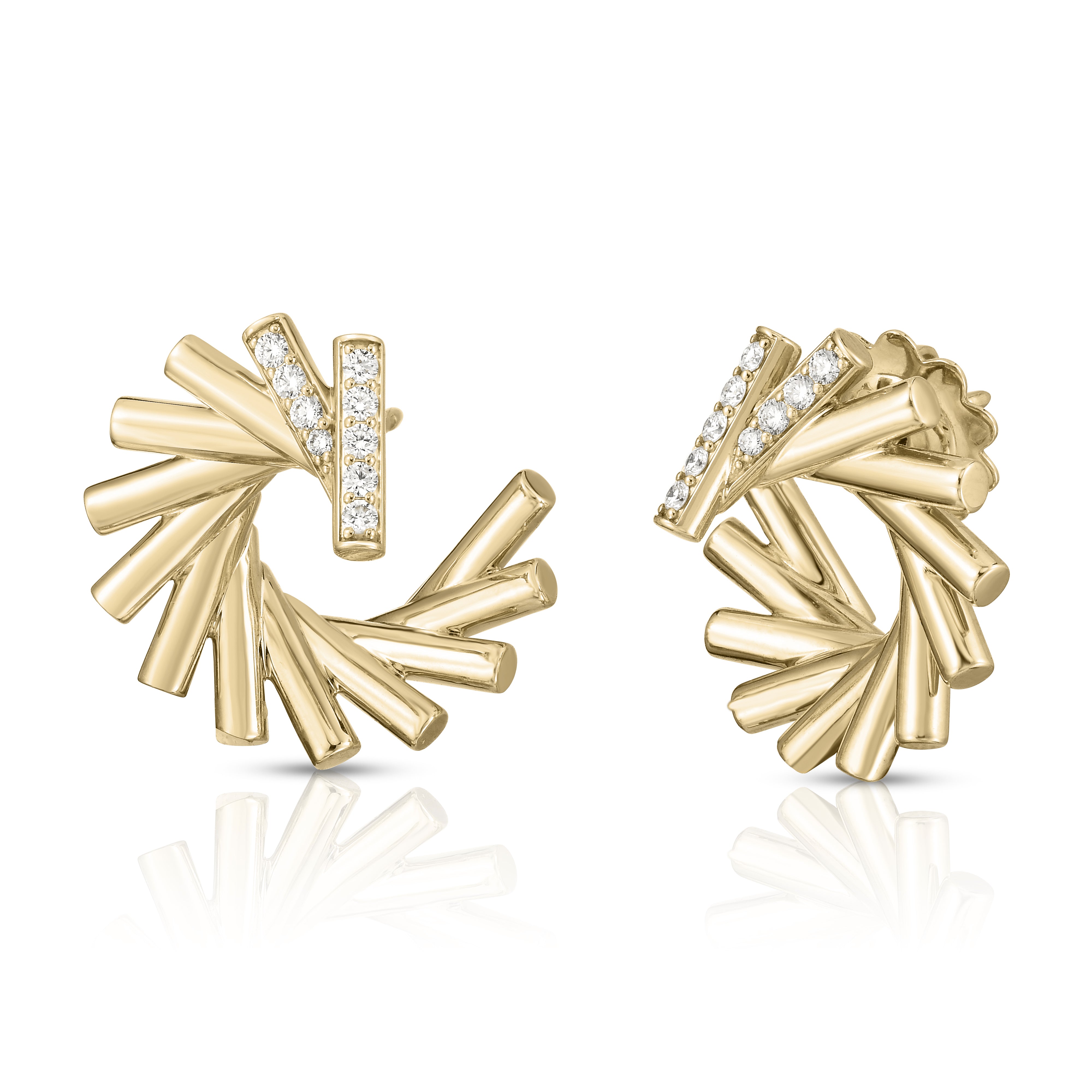 18K YELLOW/WHITE GOLD DOMINO DIAMOND CURL EARRINGS