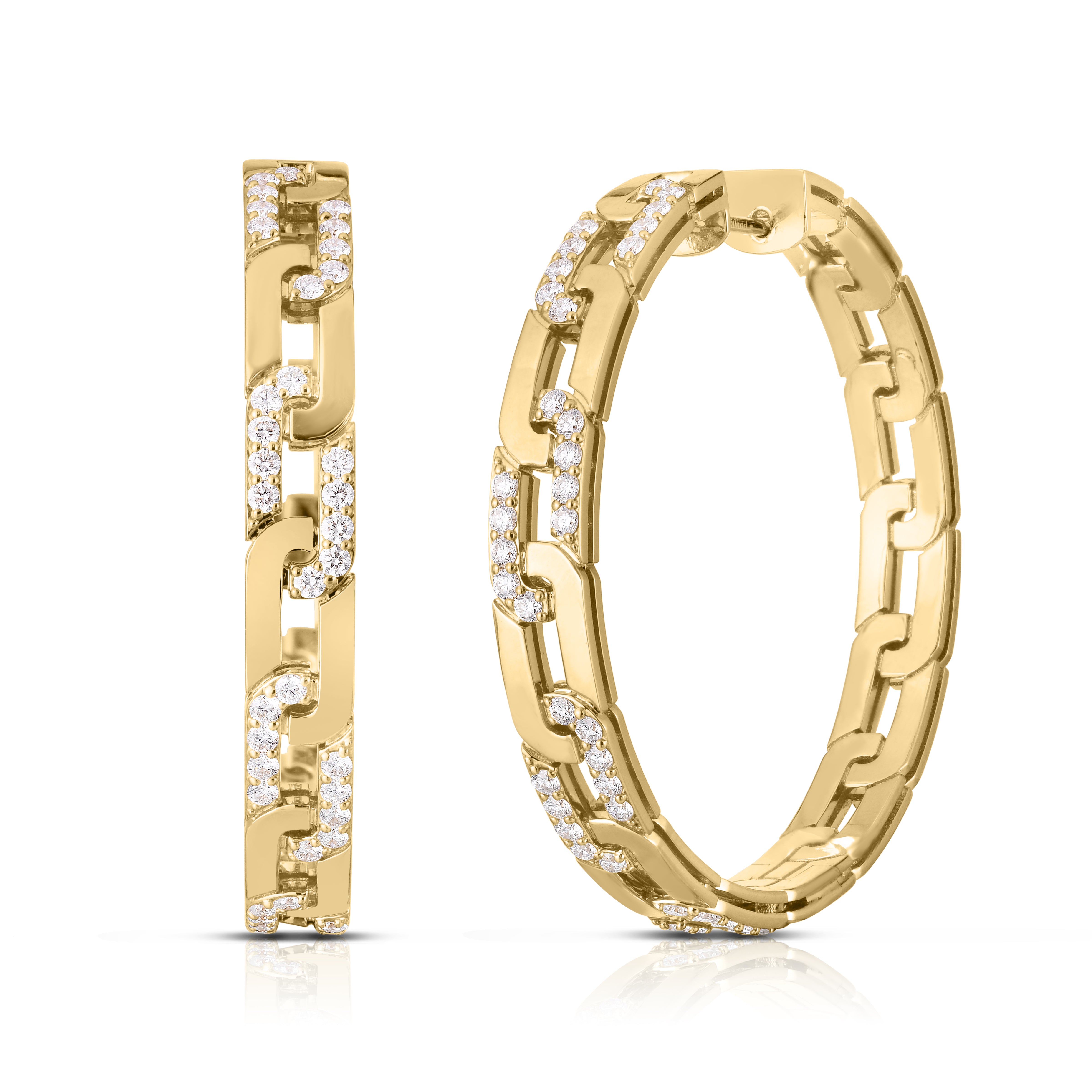 18K YELLOW GOLD NAVARRA EXTRA LARGE DIAMOND HOOP EARRINGS