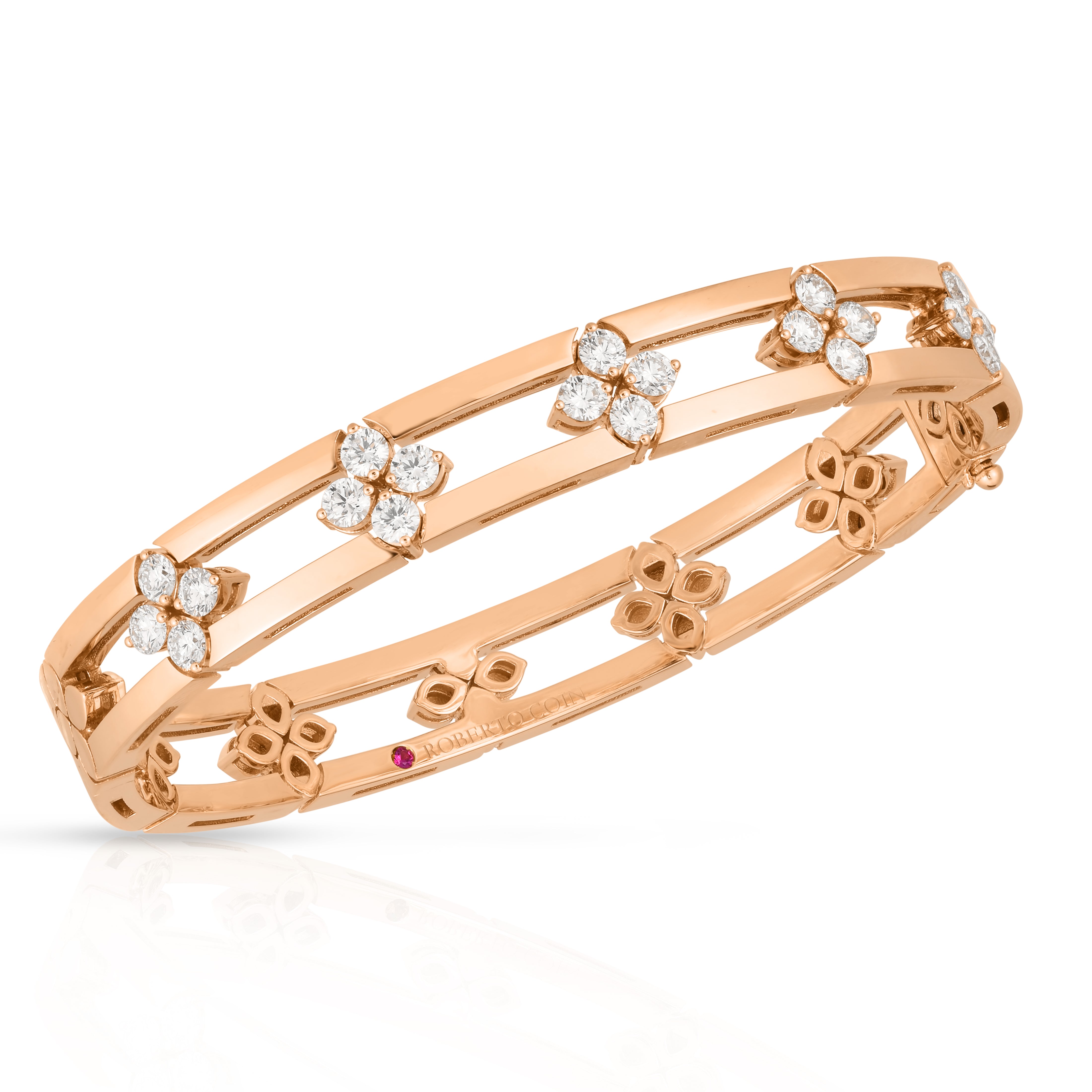 18K ROSE GOLD LOVE IN VERONA DIAMOND OPEN FRAME BANGLE
