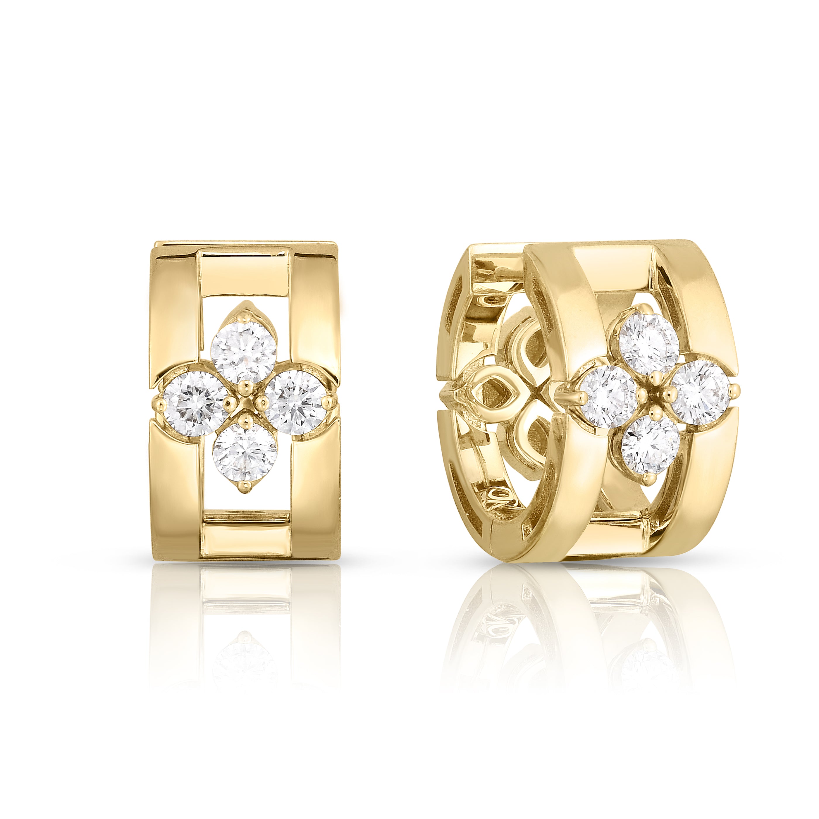 18K YELLOW GOLD LOVE IN VERONA DIAMOND OPEN FRAME HOOP EARRINGS