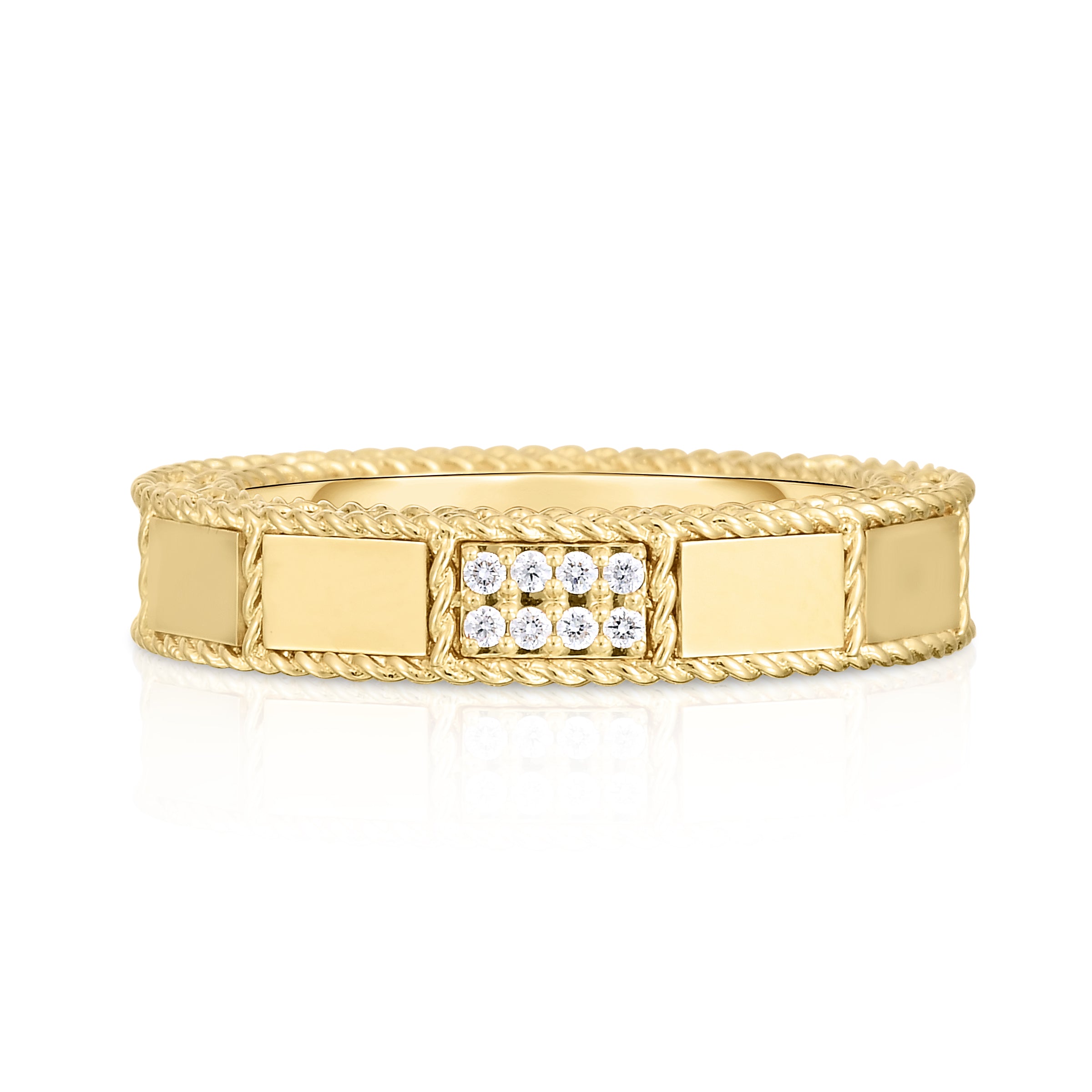 18K YELLOW GOLD ART DECO MOSAIC DIAMOND ACCENT RING