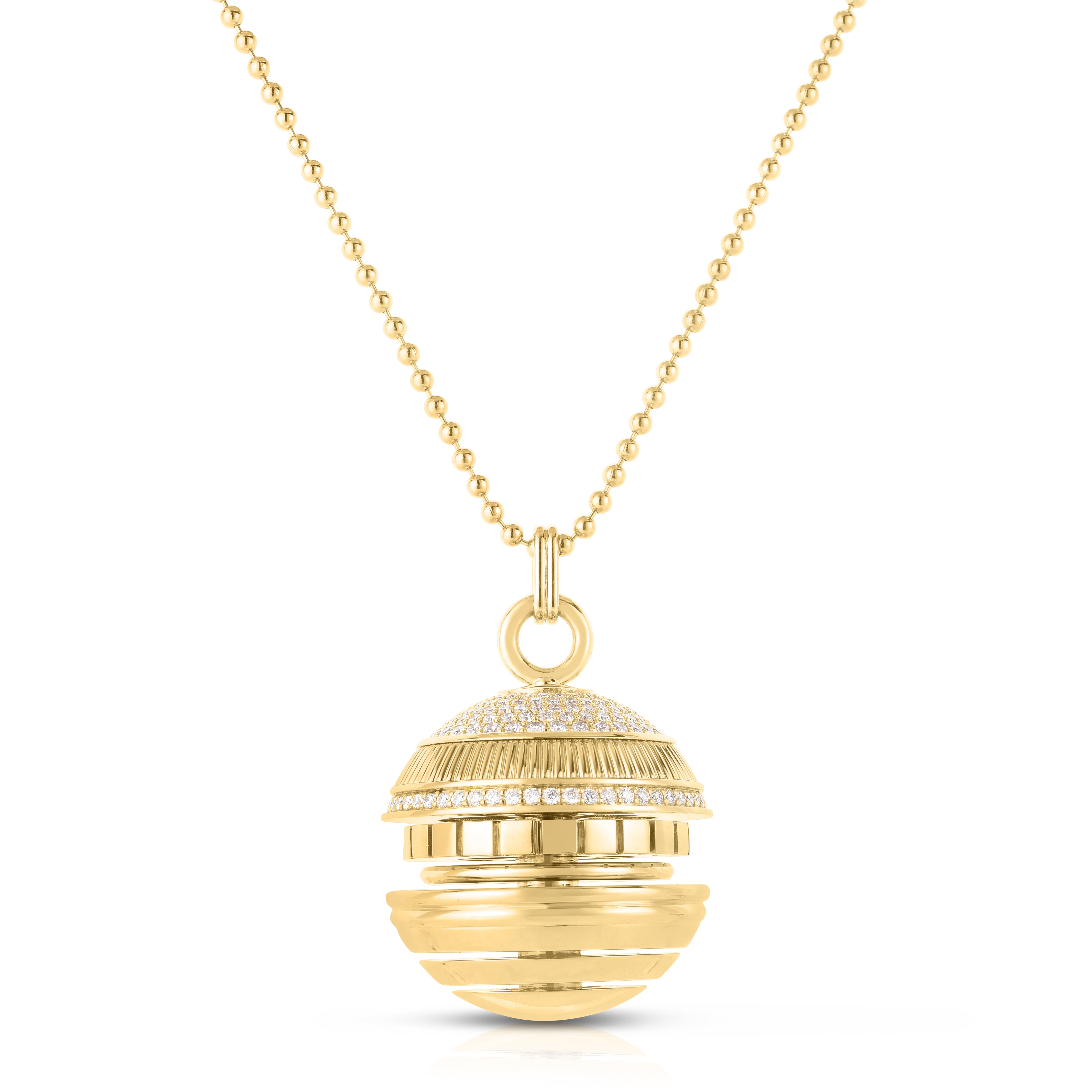 18K YELLOW GOLD ART DECO MOSAIC DIAMOND SPHERE LONG NECKLACE