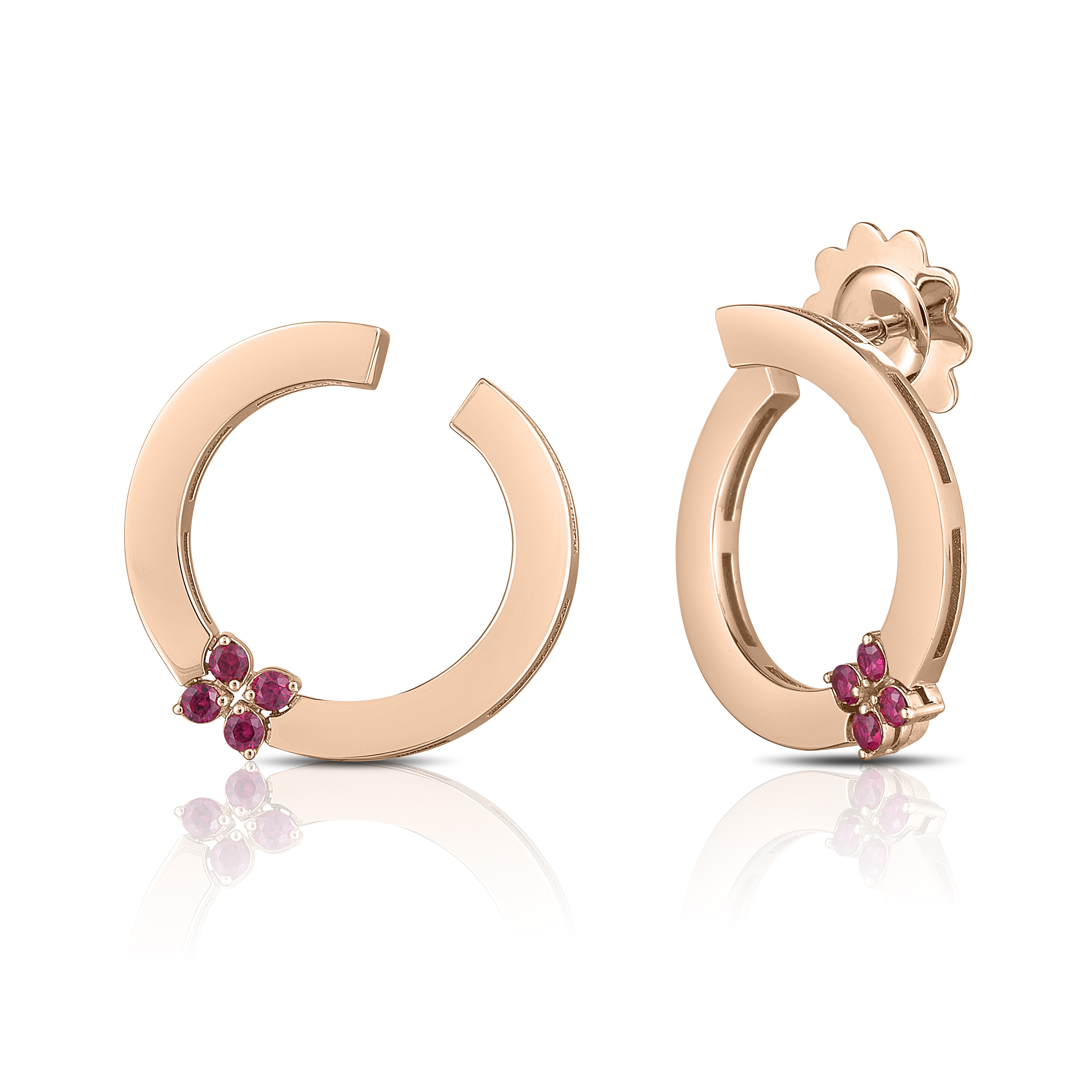 18K ROSE GOLD LOVE IN VERONA RUBY CIRCLE EARRINGS
