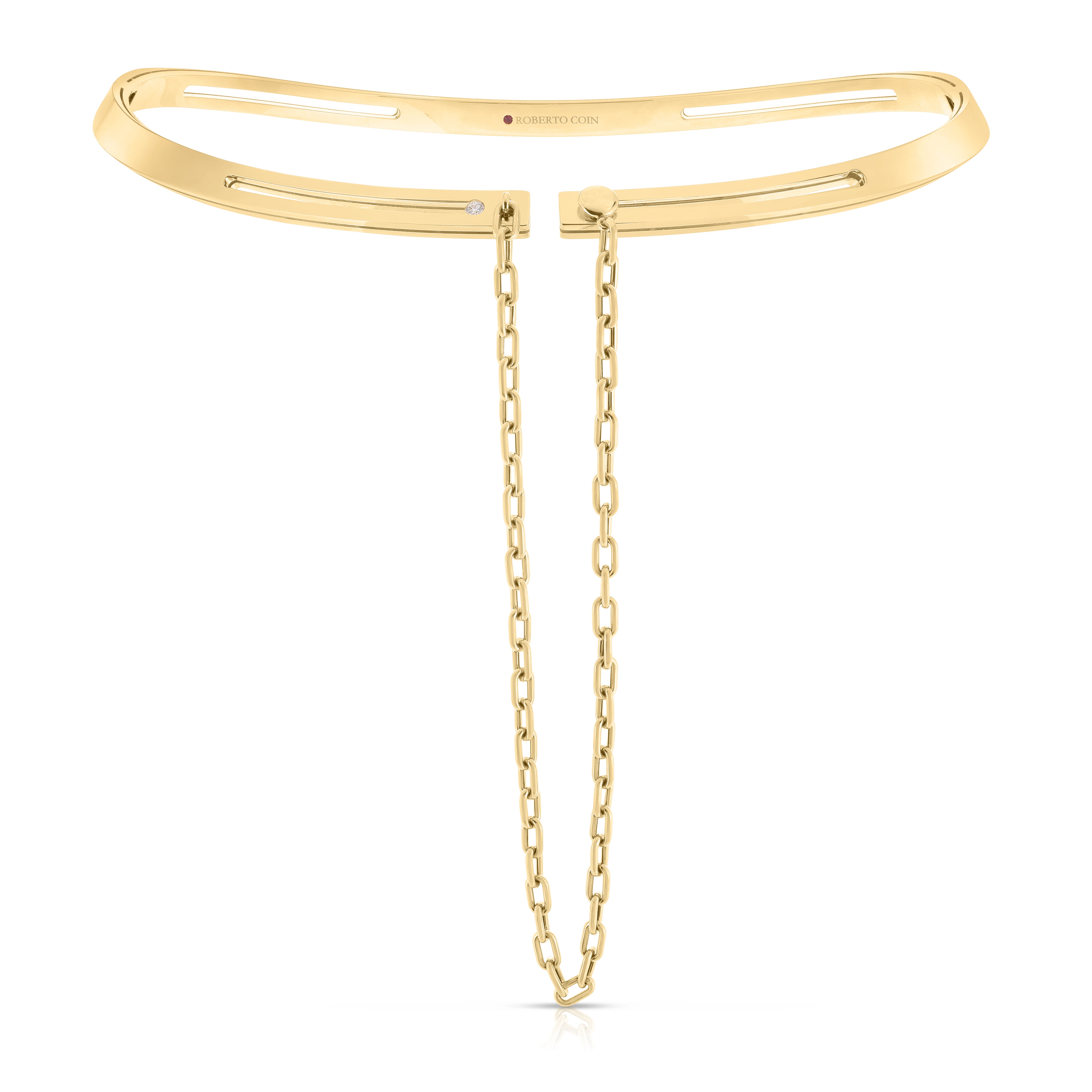 18K YELLOW GOLD NAVARRA DIAMOND ACCENT COLLAR WITH CHAIN NECKLACE