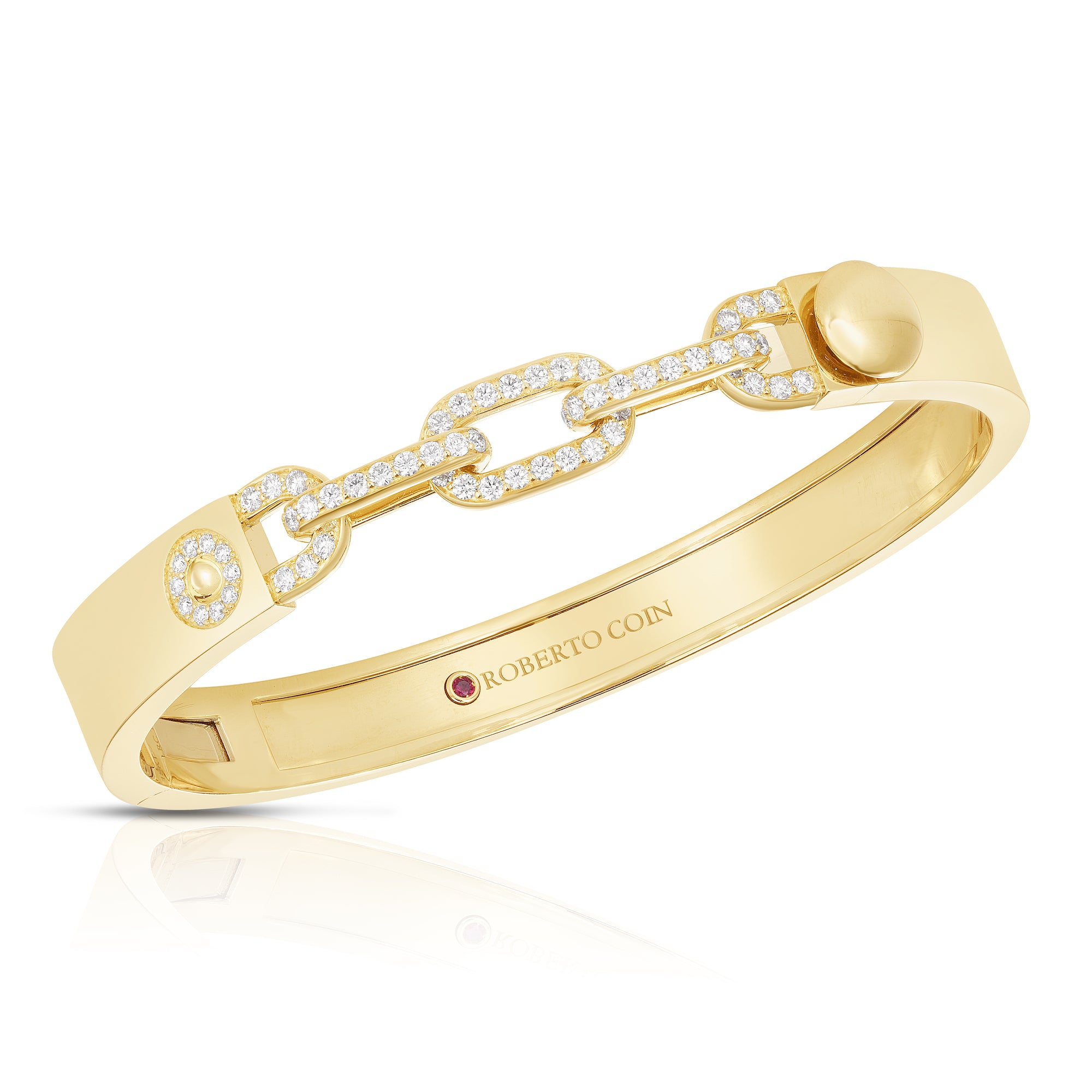 18K YELLOW GOLD NAVARRA DIAMOND 3 LINK BANGLE