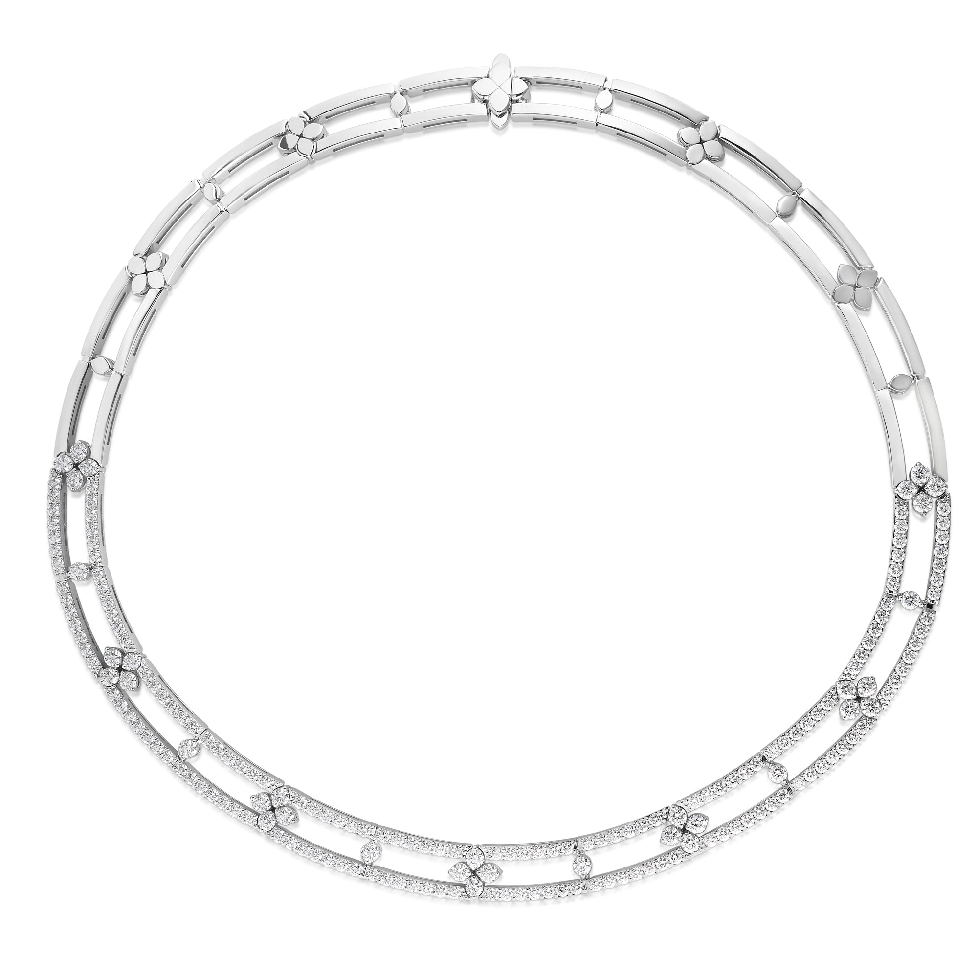 18K WHITE GOLD LOVE IN VERONA OPEN FRAME PAVE DIAMOND COLLAR NECKLACE