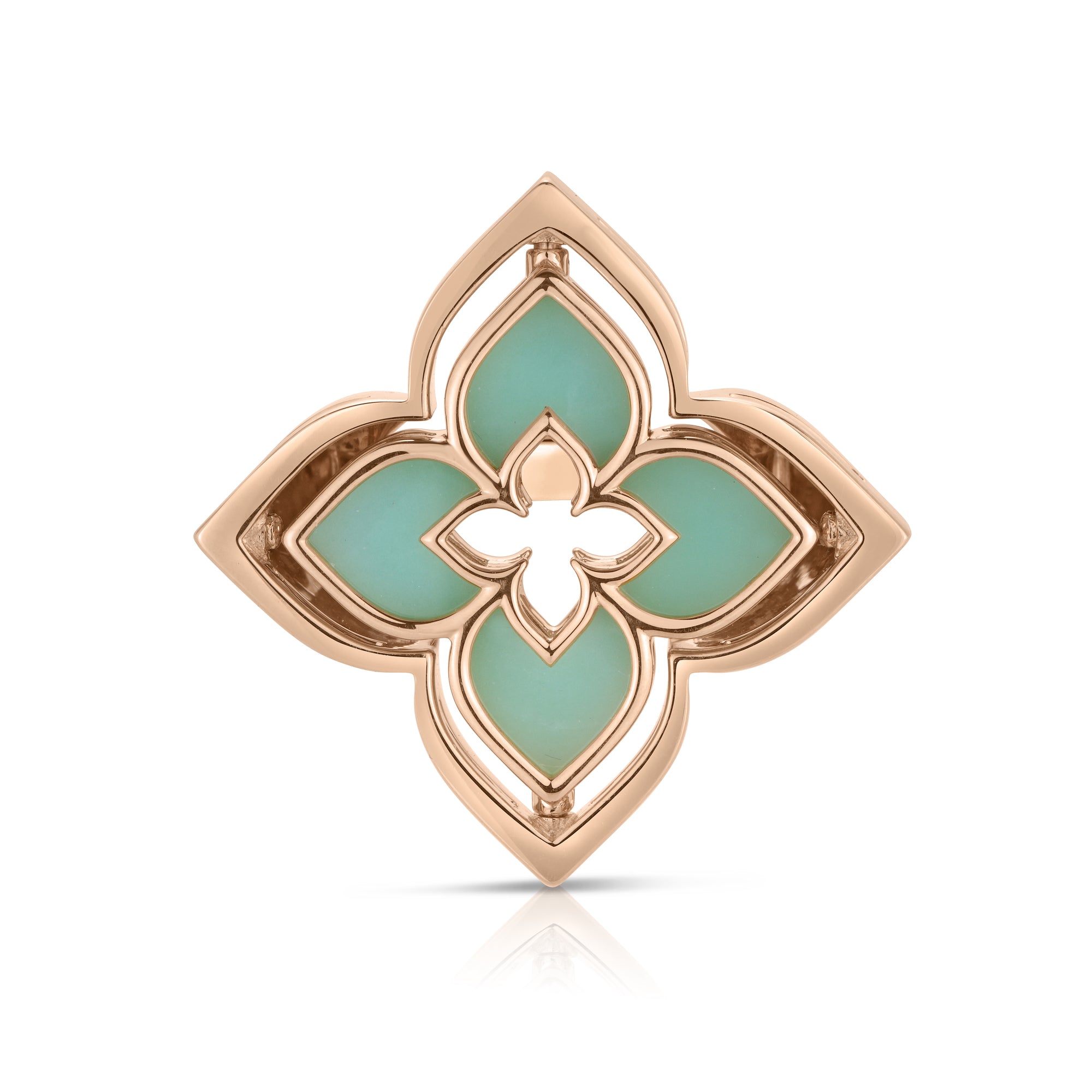 18K ROSE GOLD VENETIAN PRINCESS PIROUETTE PAVE DIAMOND & CHRYSOPRASE FLOWER RING
