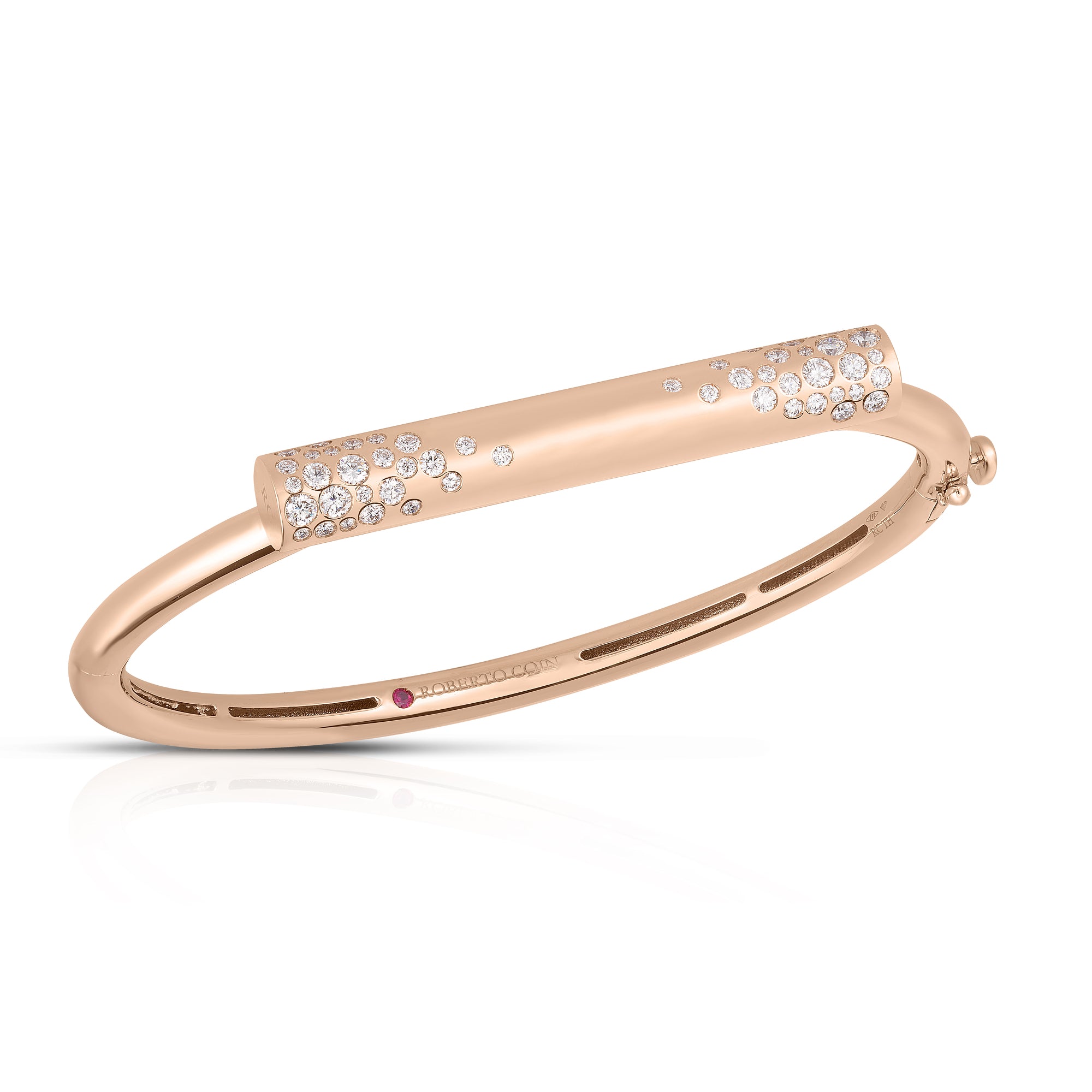 18K ROSE GOLD DOMINO SPECKLED DIAMOND BAR BANGLE