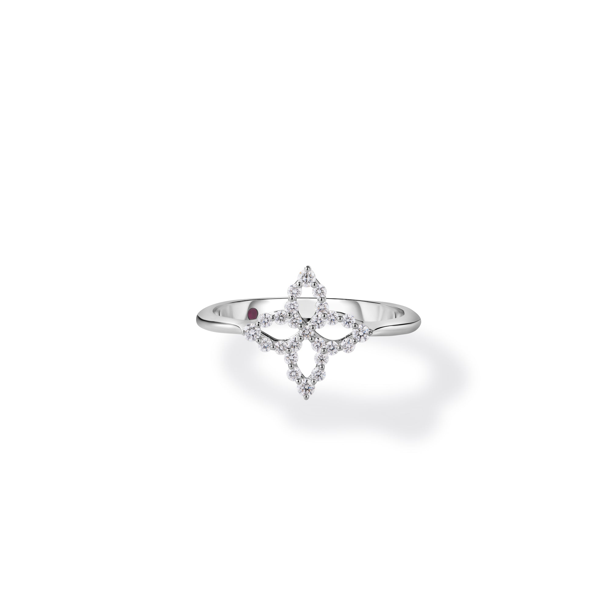 18K WHITE GOLD DIAMOND PRINCESS OUTLINE FLOWER RING