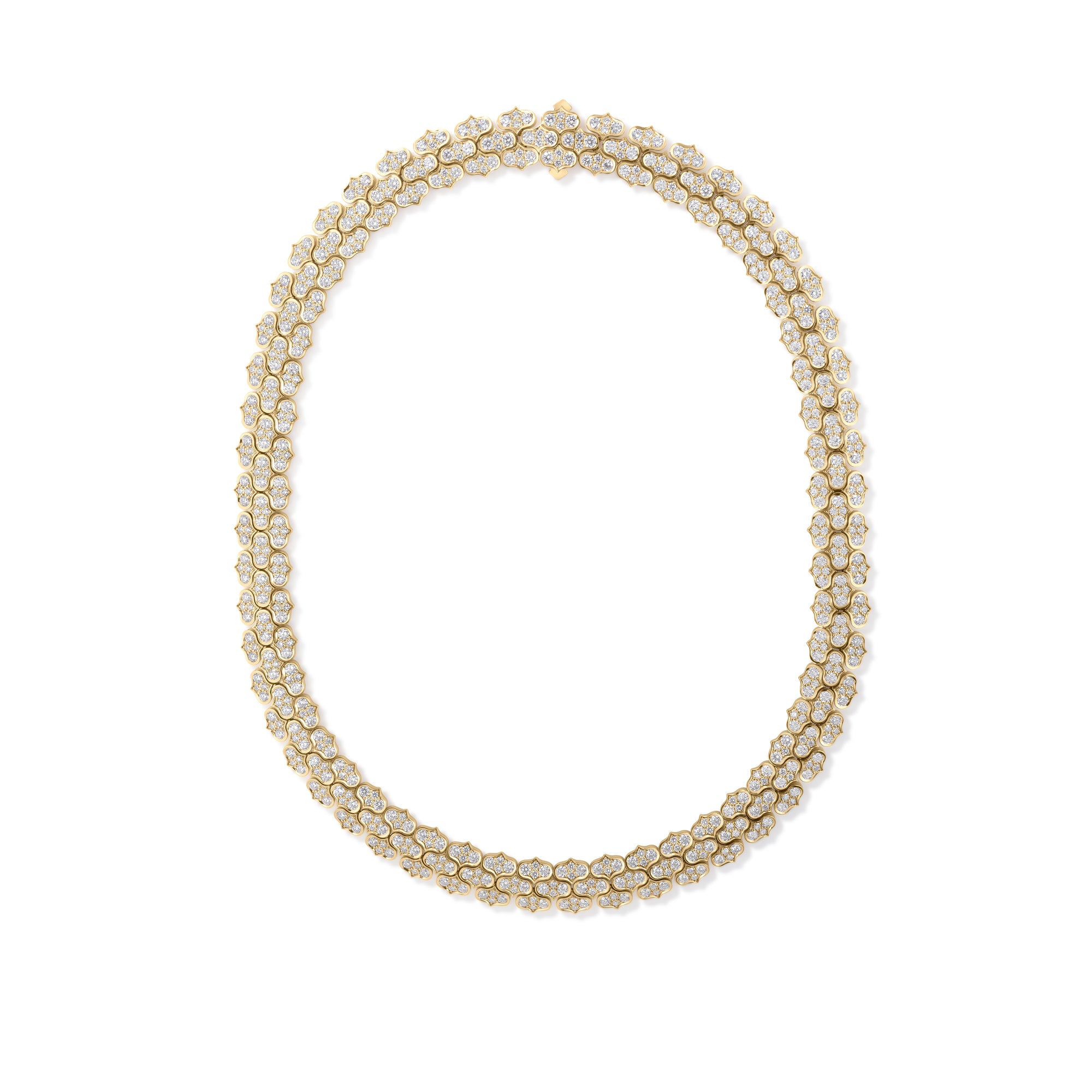 18K YELLOW GOLD COBRA PAVE DIAMOND COLLAR NECKLACE