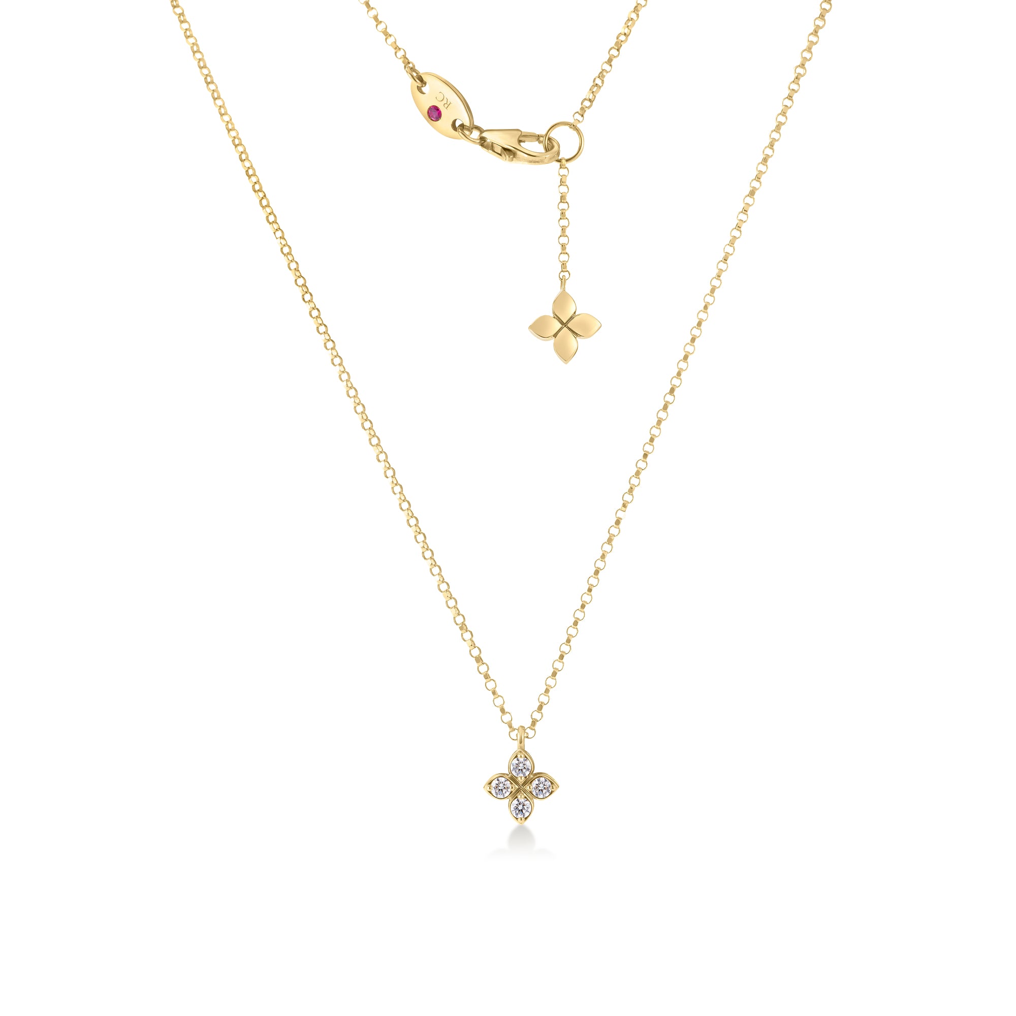 18K YELLOW GOLD LOVE BY THE INCH DIAMOND FLOWER NECKLACE