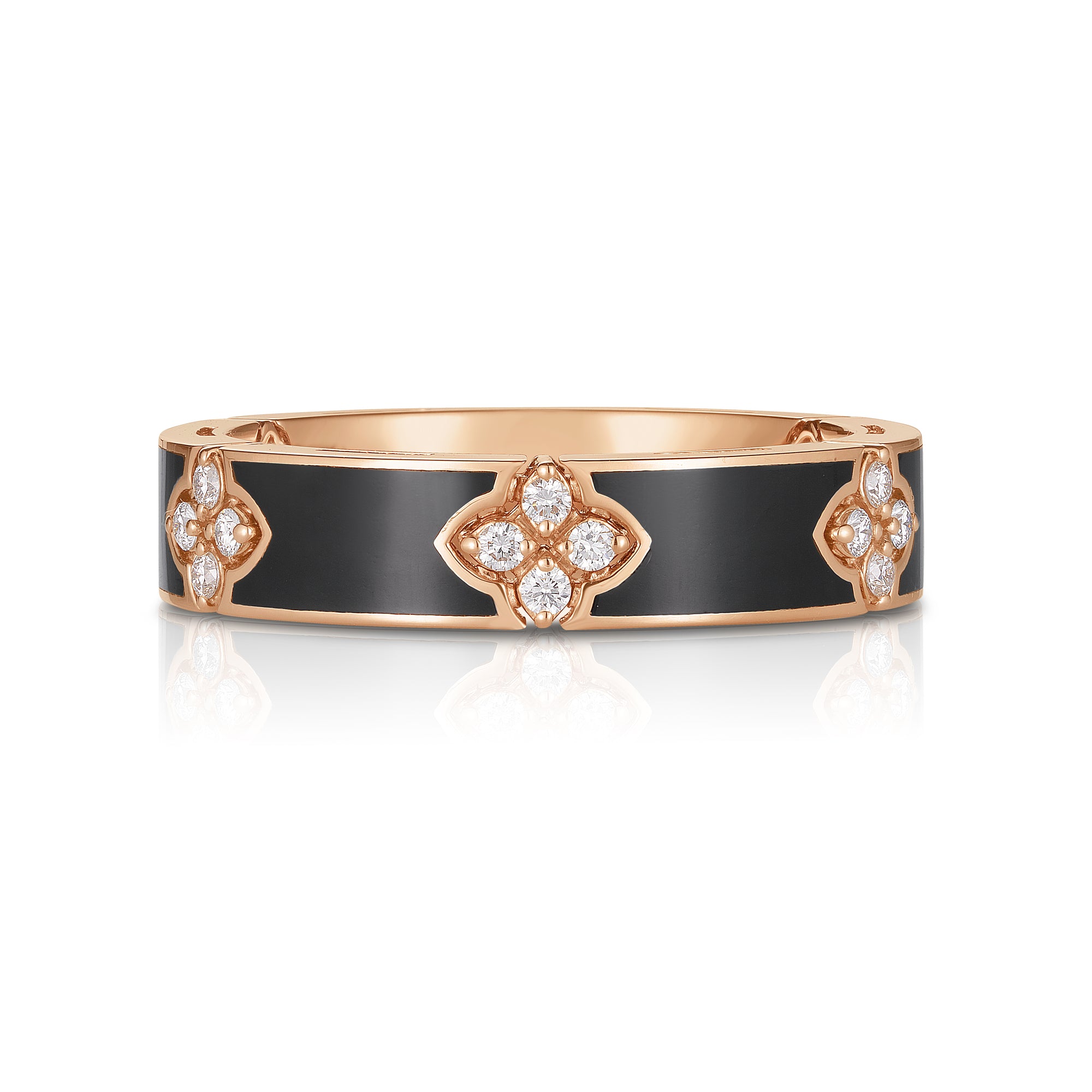 18K ROSE GOLD LOVE IN VERONA DIAMOND & BLACK ENAMEL RING