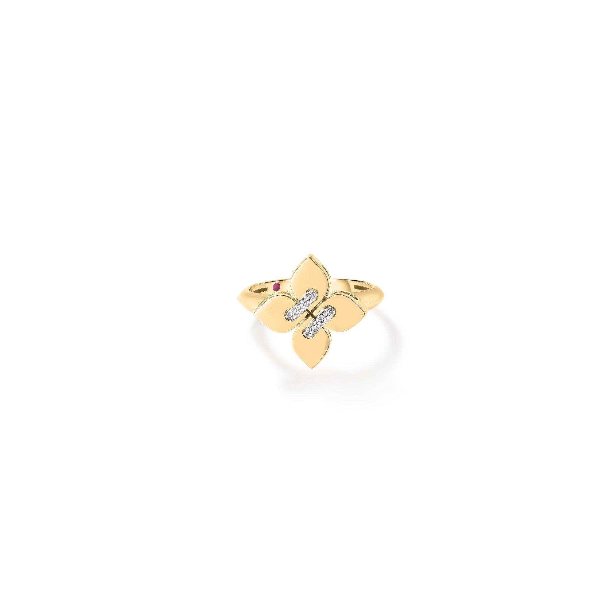 18K YELLOW/WHITE GOLD LOVE IN VERONA FILO SMALL DIAMOND FLOWER RING