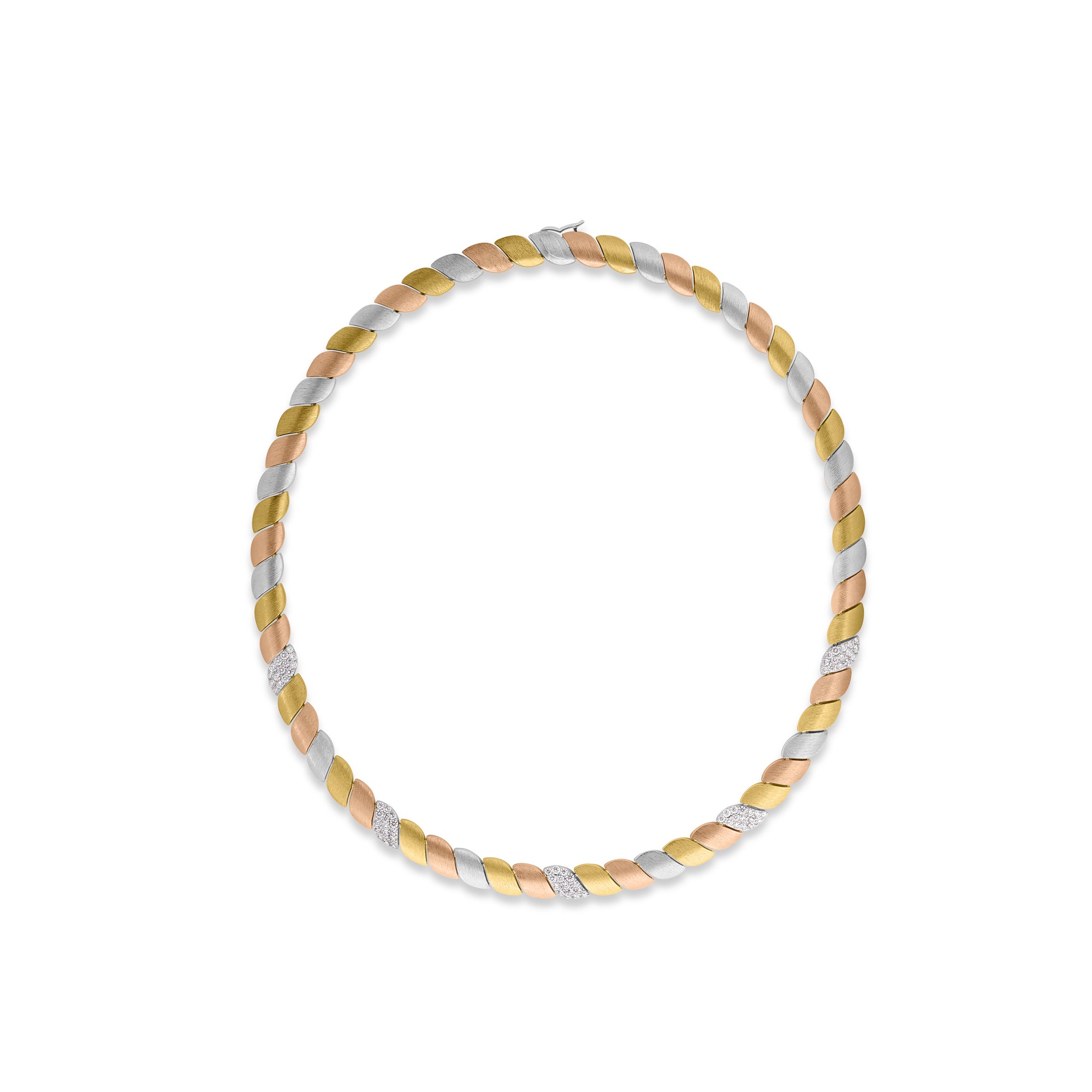 18K ROSE/WHITE/YELLOW GOLD SAN MARCO DIAMOND COLLAR NECKLACE